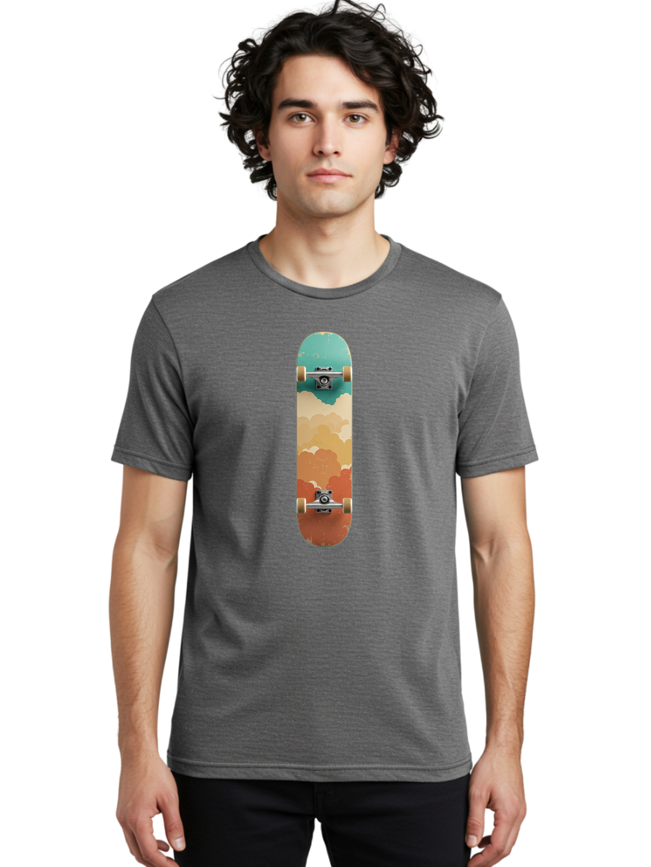 Cloud-Skateboard-2 Men'S Graphic Tee, 100% Cotton, Comfortable Casual Summer Wear, Machine Washable, Vintage Camera, Old Camera, Antique Camera, Black Camera, Classic Photography, Photography Equipment, Nostalgic Device, Film Camera, Bam055
