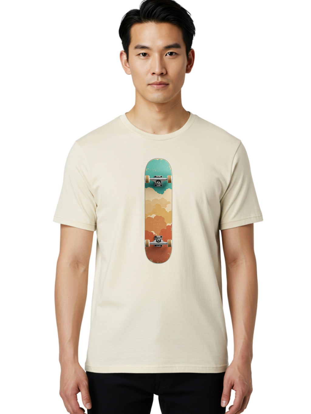 Cloud-Skateboard-2 Men'S Graphic Tee, 100% Cotton, Comfortable Casual Summer Wear, Machine Washable, Vintage Camera, Old Camera, Antique Camera, Black Camera, Classic Photography, Photography Equipment, Nostalgic Device, Film Camera, Bam055