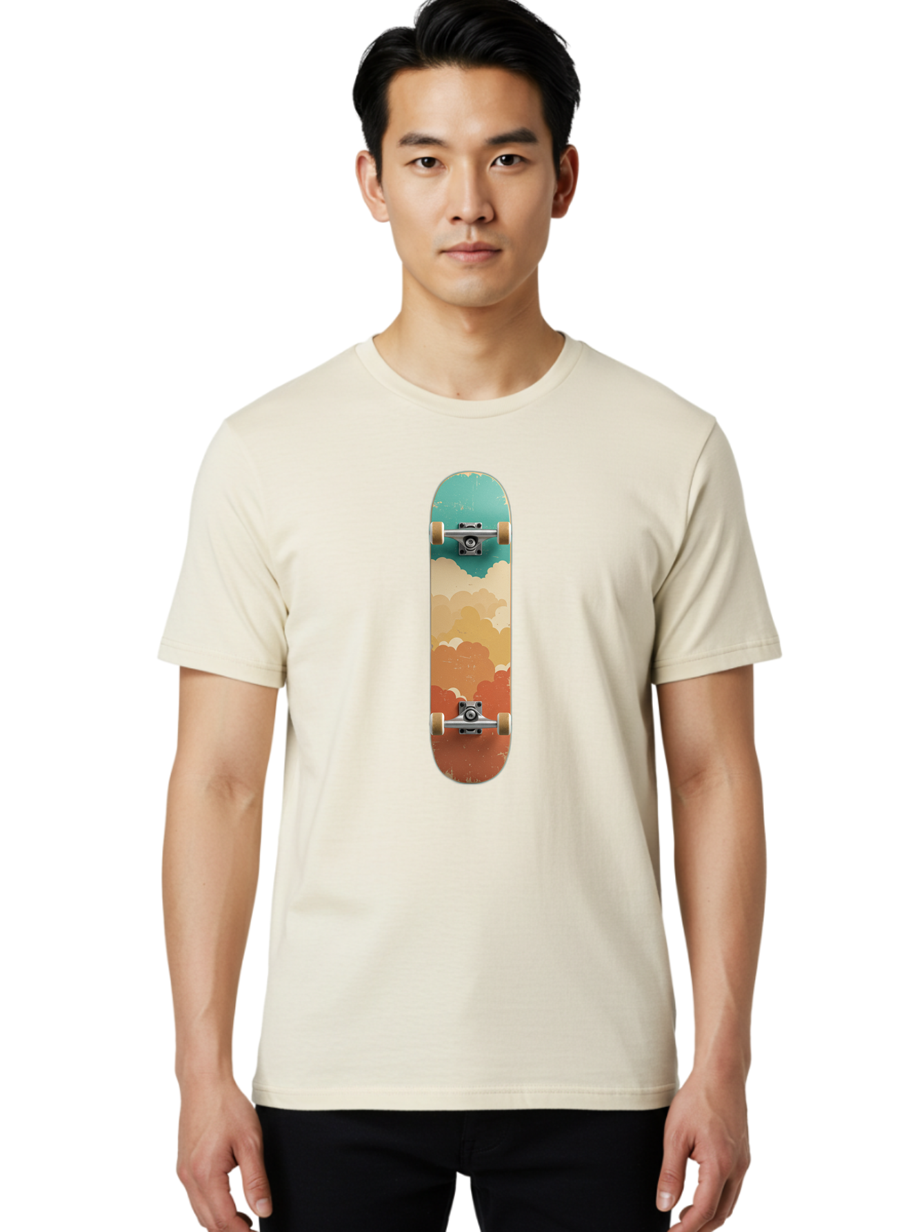 Cloud-Skateboard-2 Men'S Graphic Tee, 100% Cotton, Comfortable Casual Summer Wear, Machine Washable, Vintage Camera, Old Camera, Antique Camera, Black Camera, Classic Photography, Photography Equipment, Nostalgic Device, Film Camera, Bam055