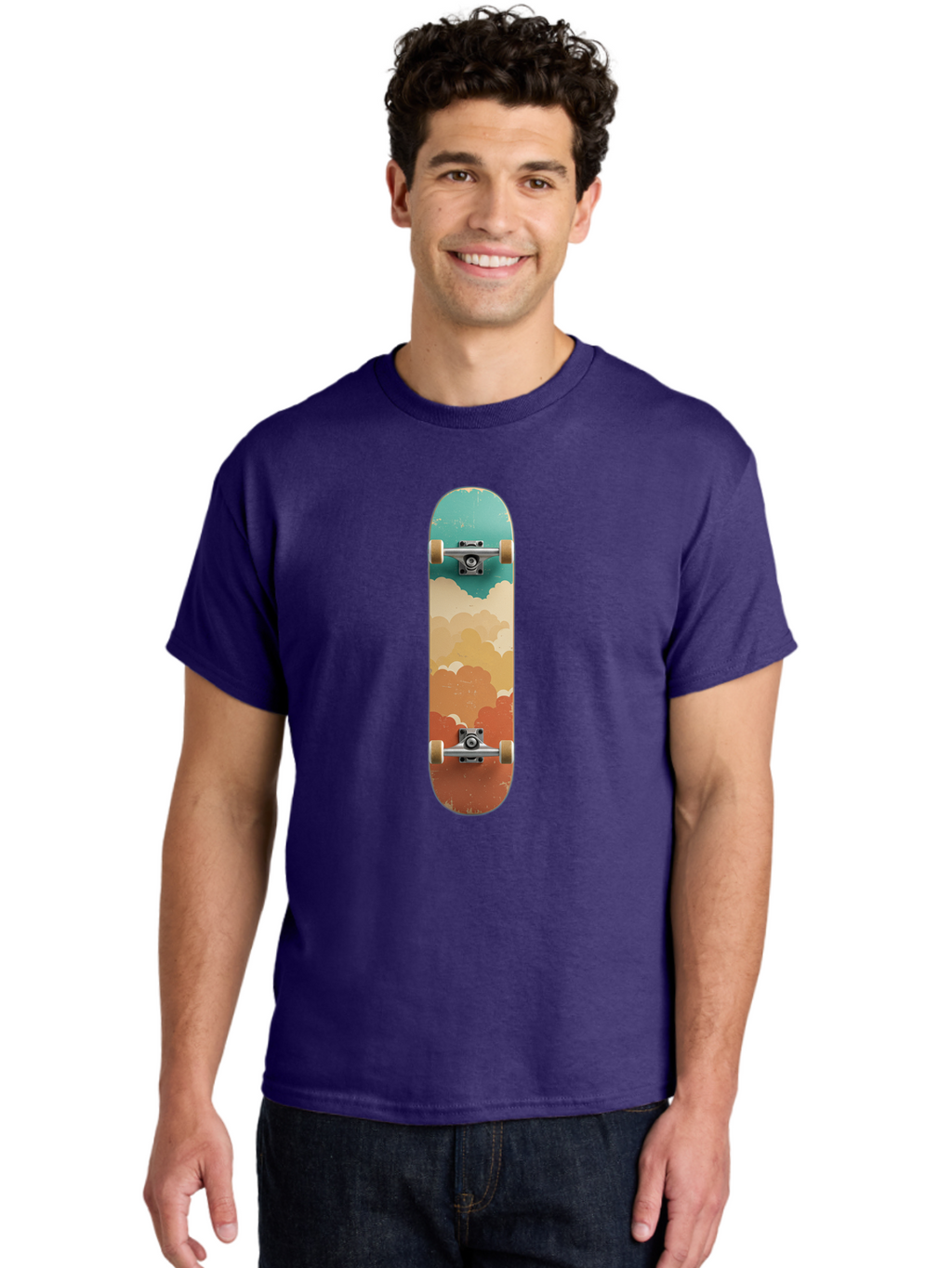 Cloud-Skateboard-2 Men'S Graphic Tee, 100% Cotton, Comfortable Casual Summer Wear, Machine Washable, Vintage Camera, Old Camera, Antique Camera, Black Camera, Classic Photography, Photography Equipment, Nostalgic Device, Film Camera, Bam055
