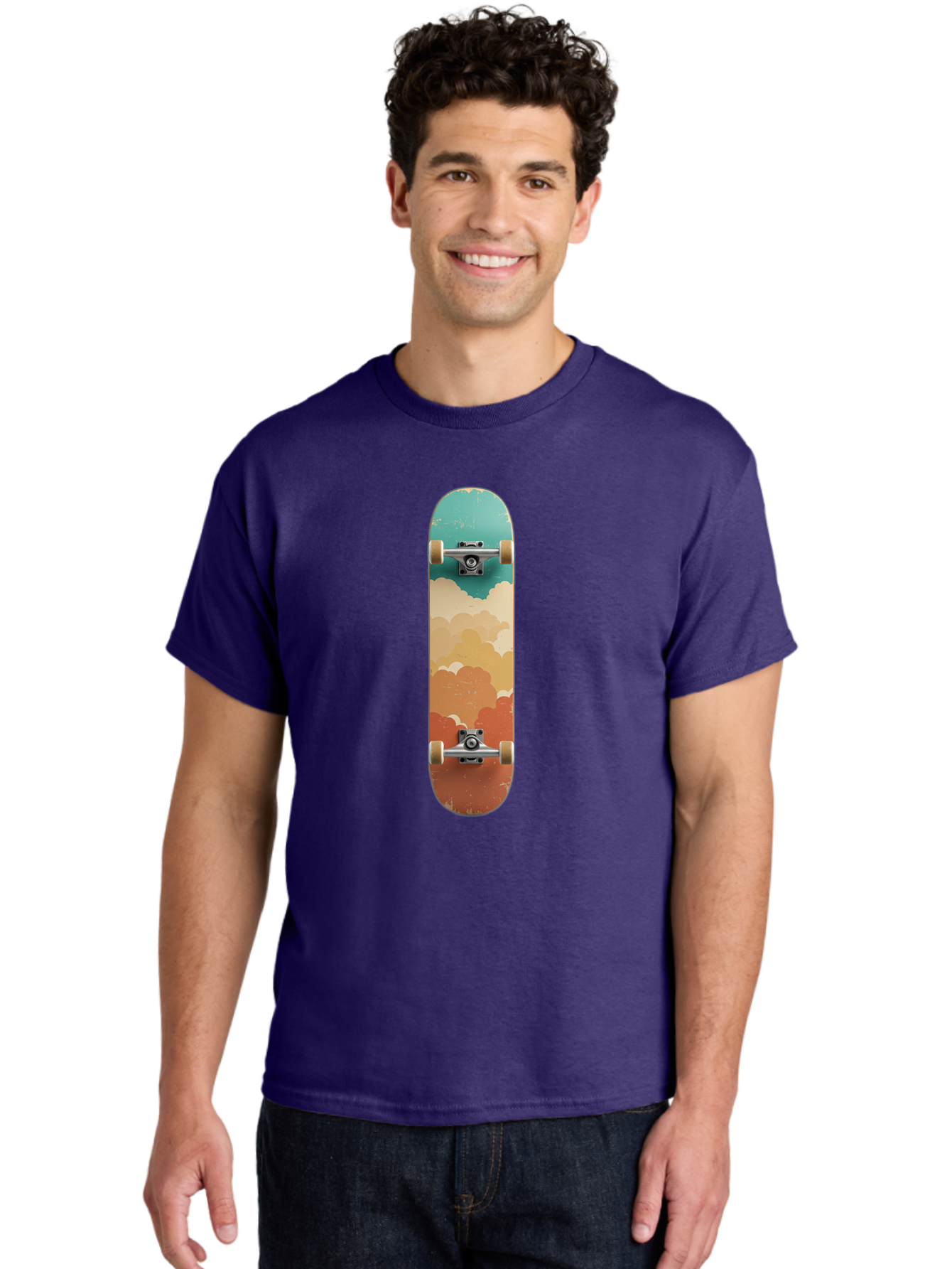 Cloud-Skateboard-2 Men'S Graphic Tee, 100% Cotton, Comfortable Casual Summer Wear, Machine Washable, Vintage Camera, Old Camera, Antique Camera, Black Camera, Classic Photography, Photography Equipment, Nostalgic Device, Film Camera, Bam055
