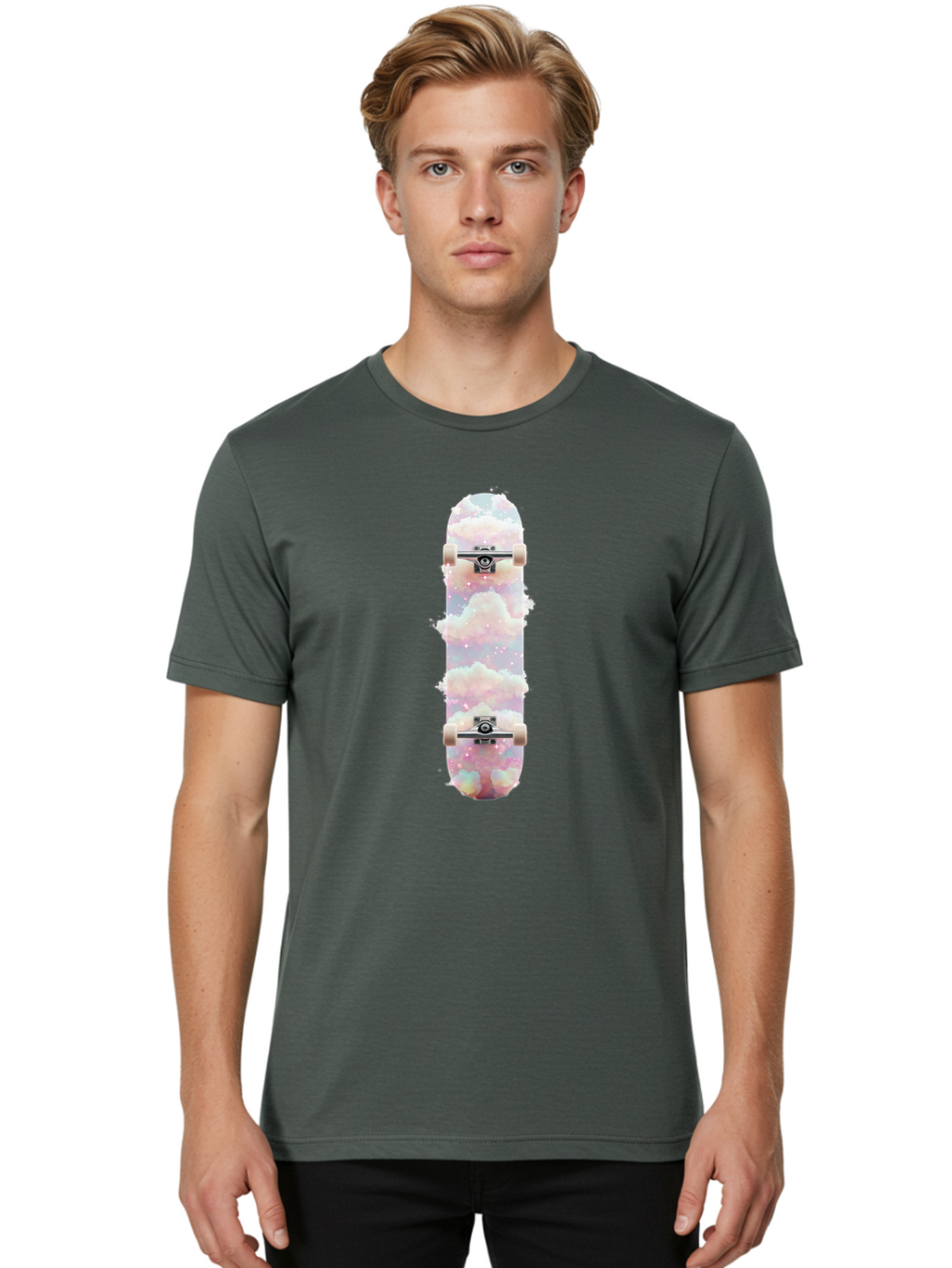 Cloud-Skateboard-3 Men'S Graphic Tee, 100% Cotton, Comfortable Casual Summer Wear, Machine Washable, Vintage Camera, Old Camera, Antique Camera, Black Camera, Classic Photography, Photography Equipment, Nostalgic Device, Film Camera, Bam056