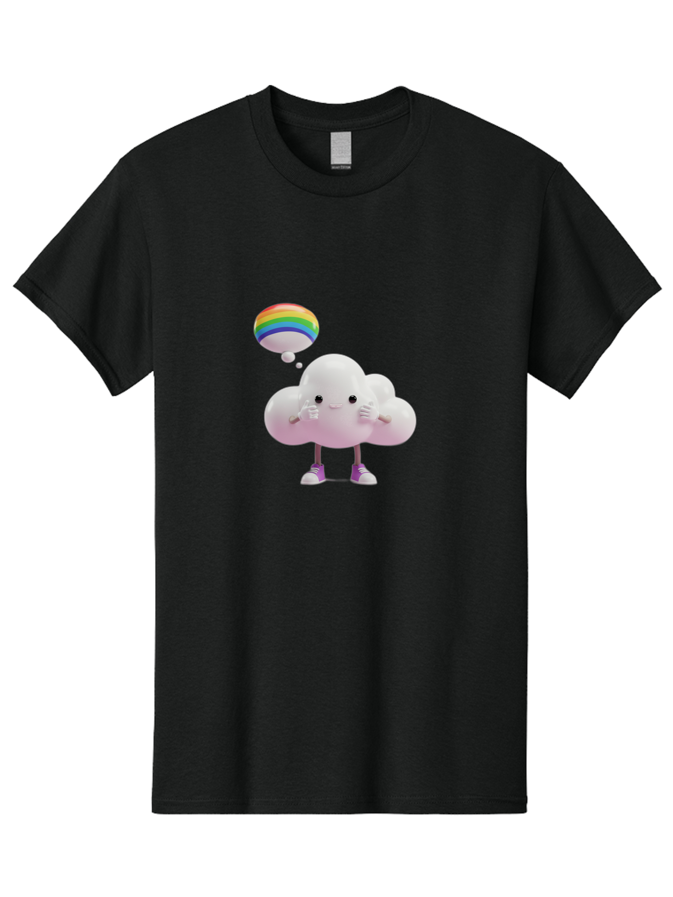 Cloud-With-Rainbow-Thought-Bubble Men'S Graphic Tee, 100% Cotton, Comfortable Casual Summer Wear, Machine Washable, Vintage Camera, Old Camera, Antique Camera, Black Camera, Classic Photography, Photography Equipment, Nostalgic Device, Bam059
