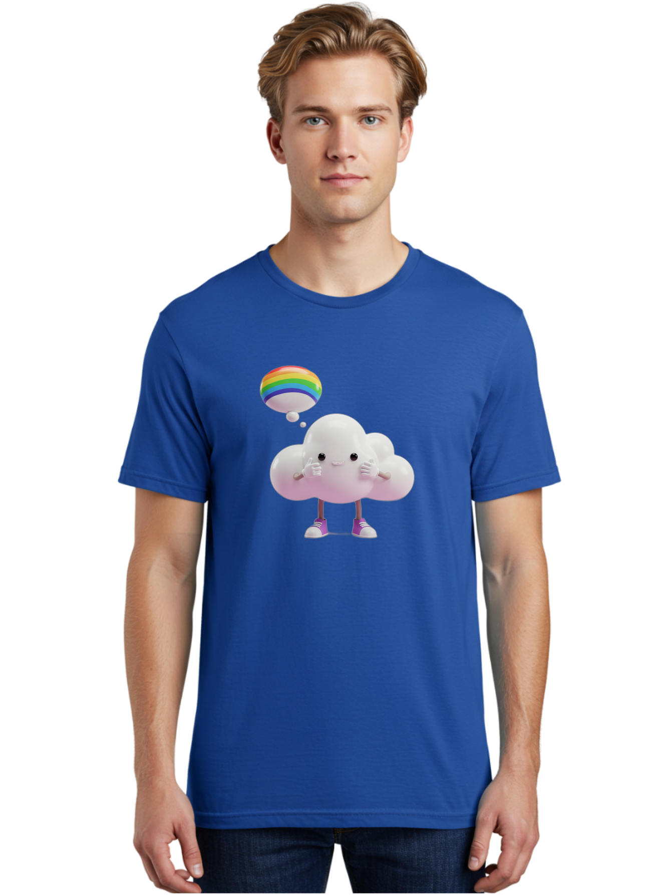 Cloud-With-Rainbow-Thought-Bubble Men'S Graphic Tee, 100% Cotton, Comfortable Casual Summer Wear, Machine Washable, Vintage Camera, Old Camera, Antique Camera, Black Camera, Classic Photography, Photography Equipment, Nostalgic Device, Bam059