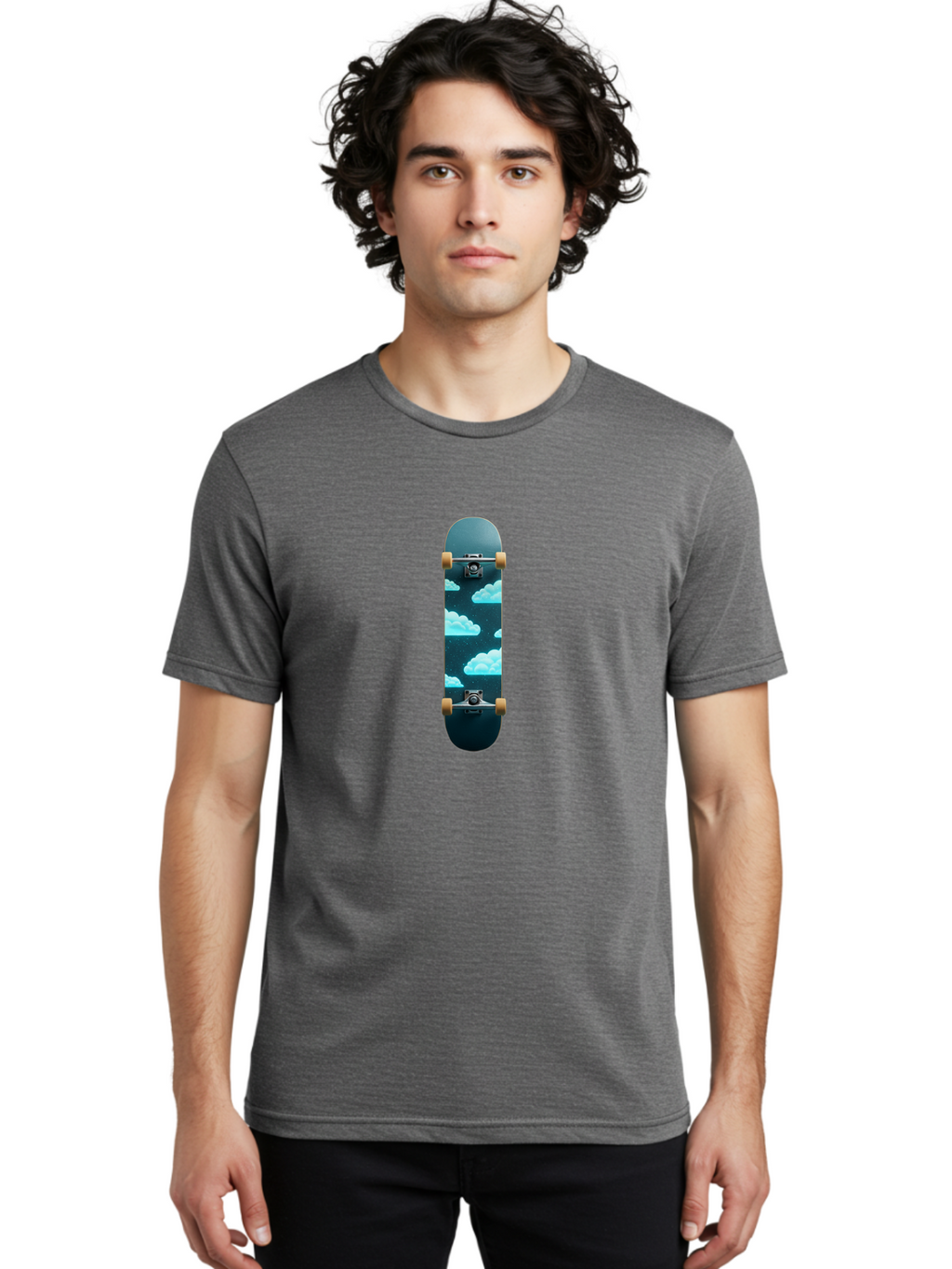 Clouds-Skateboard-1 Men'S Graphic Tee, 100% Cotton, Comfortable Casual Summer Wear, Machine Washable, Vintage Camera, Old Camera, Antique Camera, Black Camera, Classic Photography, Photography Equipment, Nostalgic Device, Film Camera, Bam061