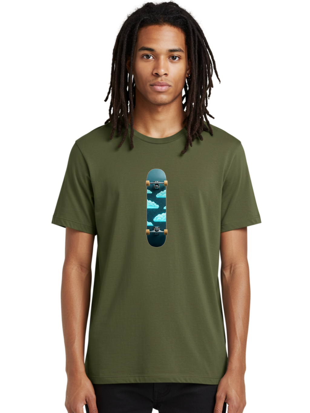 Clouds-Skateboard-1 Men'S Graphic Tee, 100% Cotton, Comfortable Casual Summer Wear, Machine Washable, Vintage Camera, Old Camera, Antique Camera, Black Camera, Classic Photography, Photography Equipment, Nostalgic Device, Film Camera, Bam061