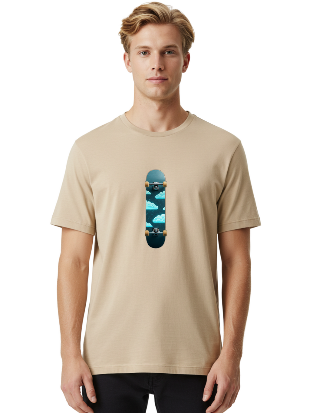 Clouds-Skateboard-1 Men'S Graphic Tee, 100% Cotton, Comfortable Casual Summer Wear, Machine Washable, Vintage Camera, Old Camera, Antique Camera, Black Camera, Classic Photography, Photography Equipment, Nostalgic Device, Film Camera, Bam061