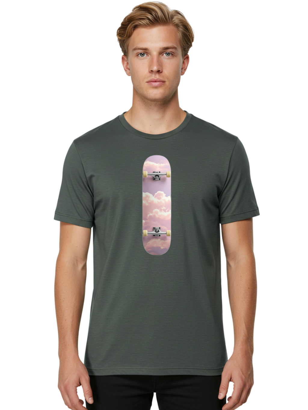 Clouds-Skateboard Men'S Graphic Tee, 100% Cotton, Comfortable Casual Summer Wear, Machine Washable, Vintage Camera, Old Camera, Antique Camera, Black Camera, Classic Photography, Photography Equipment, Nostalgic Device, Film Camera, Camera Art Bam062