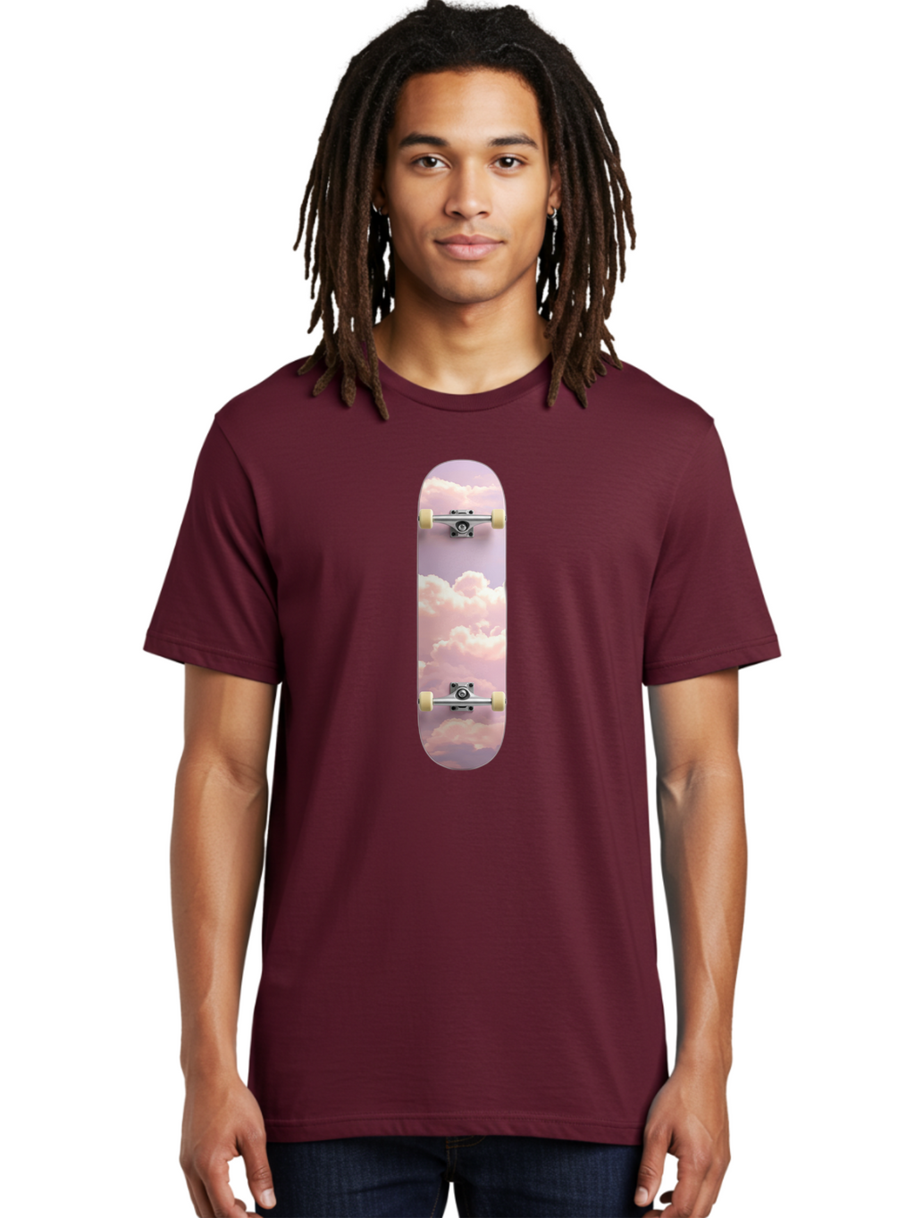 Clouds-Skateboard Men'S Graphic Tee, 100% Cotton, Comfortable Casual Summer Wear, Machine Washable, Vintage Camera, Old Camera, Antique Camera, Black Camera, Classic Photography, Photography Equipment, Nostalgic Device, Film Camera, Camera Art Bam062