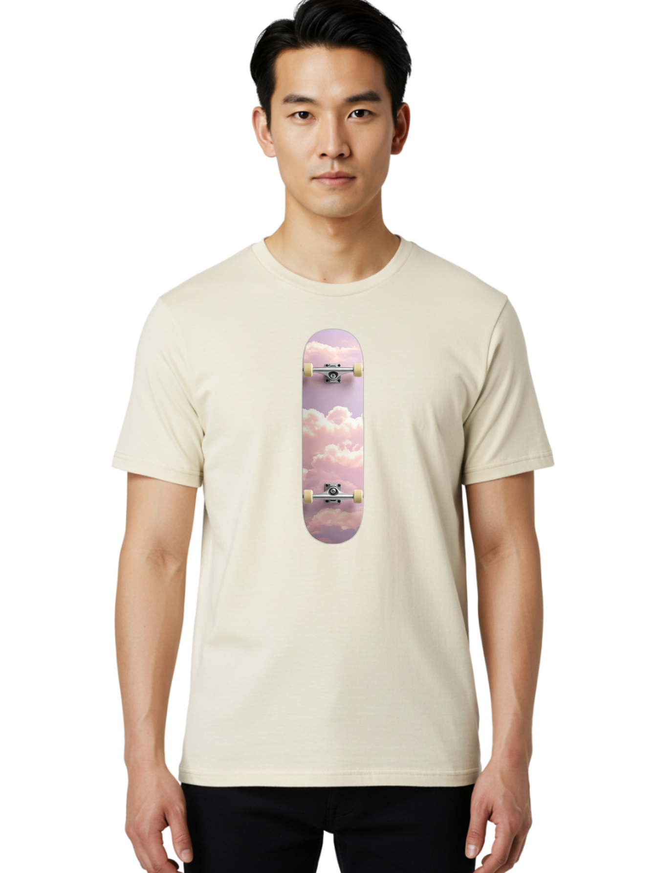 Clouds-Skateboard Men'S Graphic Tee, 100% Cotton, Comfortable Casual Summer Wear, Machine Washable, Vintage Camera, Old Camera, Antique Camera, Black Camera, Classic Photography, Photography Equipment, Nostalgic Device, Film Camera, Camera Art Bam062