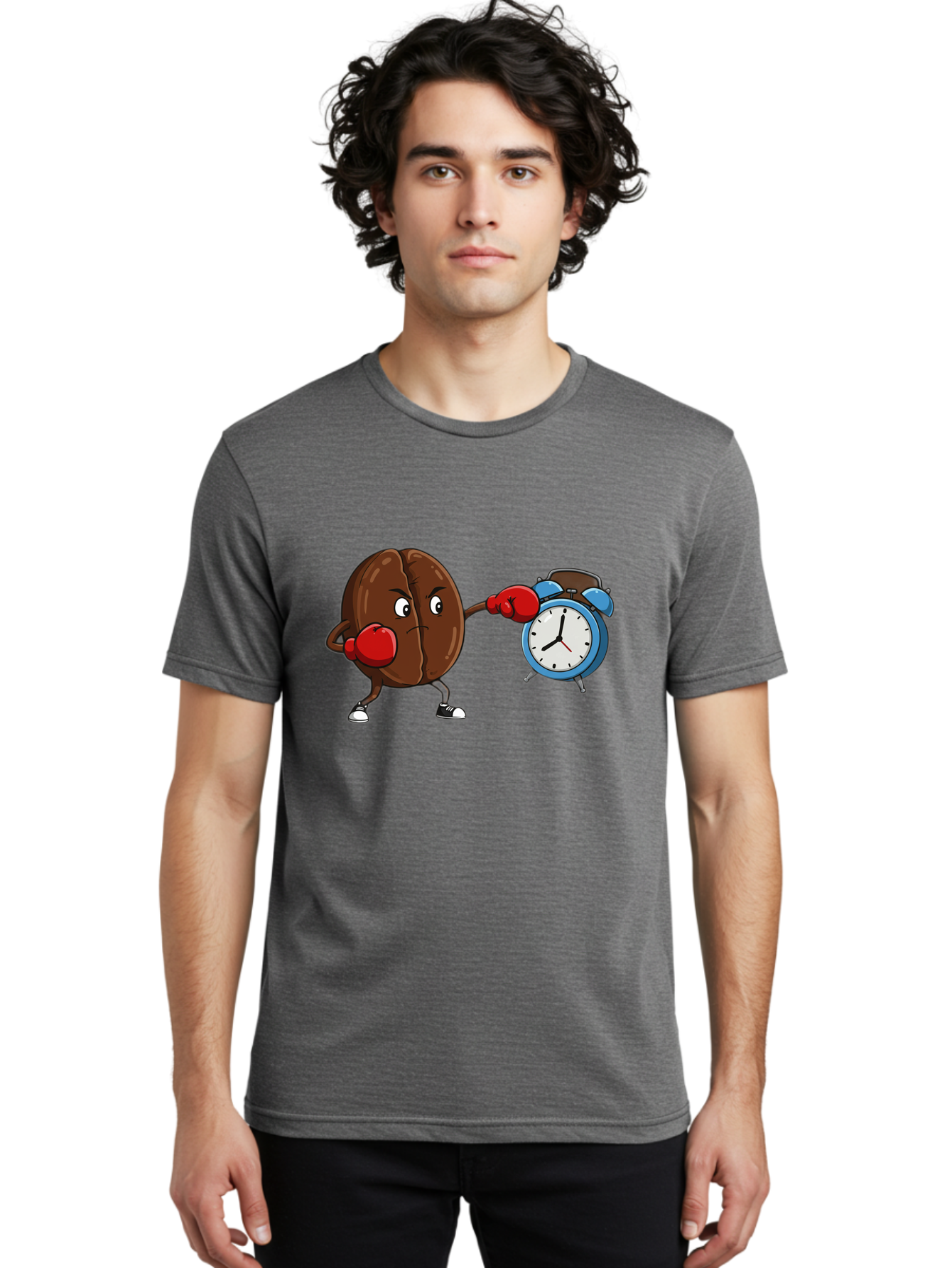 Coffee-Bean-Boxing-Alarm-Clock Men'S Graphic Tee, 100% Cotton, Comfortable Casual Summer Wear, Machine Washable, Vintage Camera, Old Camera, Antique Camera, Black Camera, Classic Photography, Photography Equipment, Nostalgic Device, Bam072