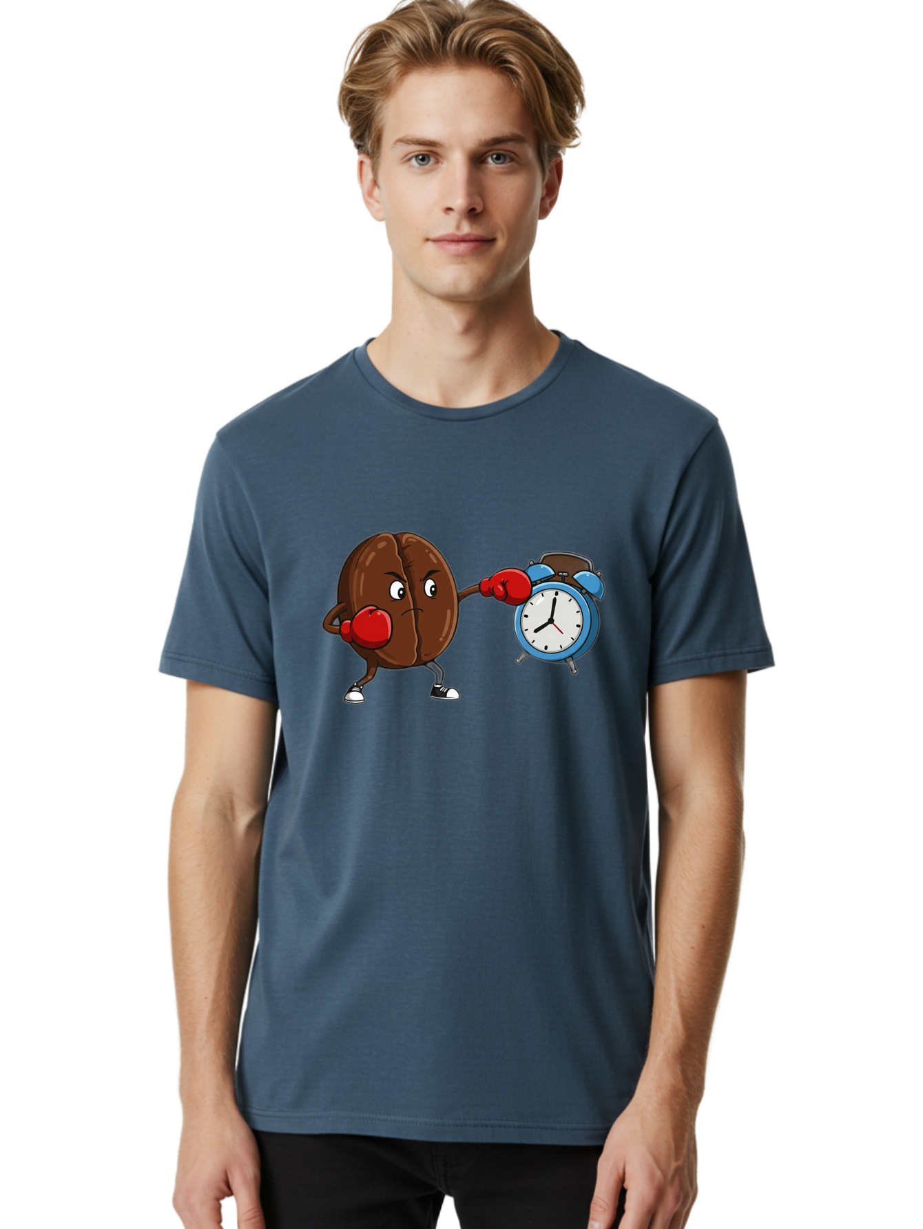 Coffee-Bean-Boxing-Alarm-Clock Men'S Graphic Tee, 100% Cotton, Comfortable Casual Summer Wear, Machine Washable, Vintage Camera, Old Camera, Antique Camera, Black Camera, Classic Photography, Photography Equipment, Nostalgic Device, Bam072