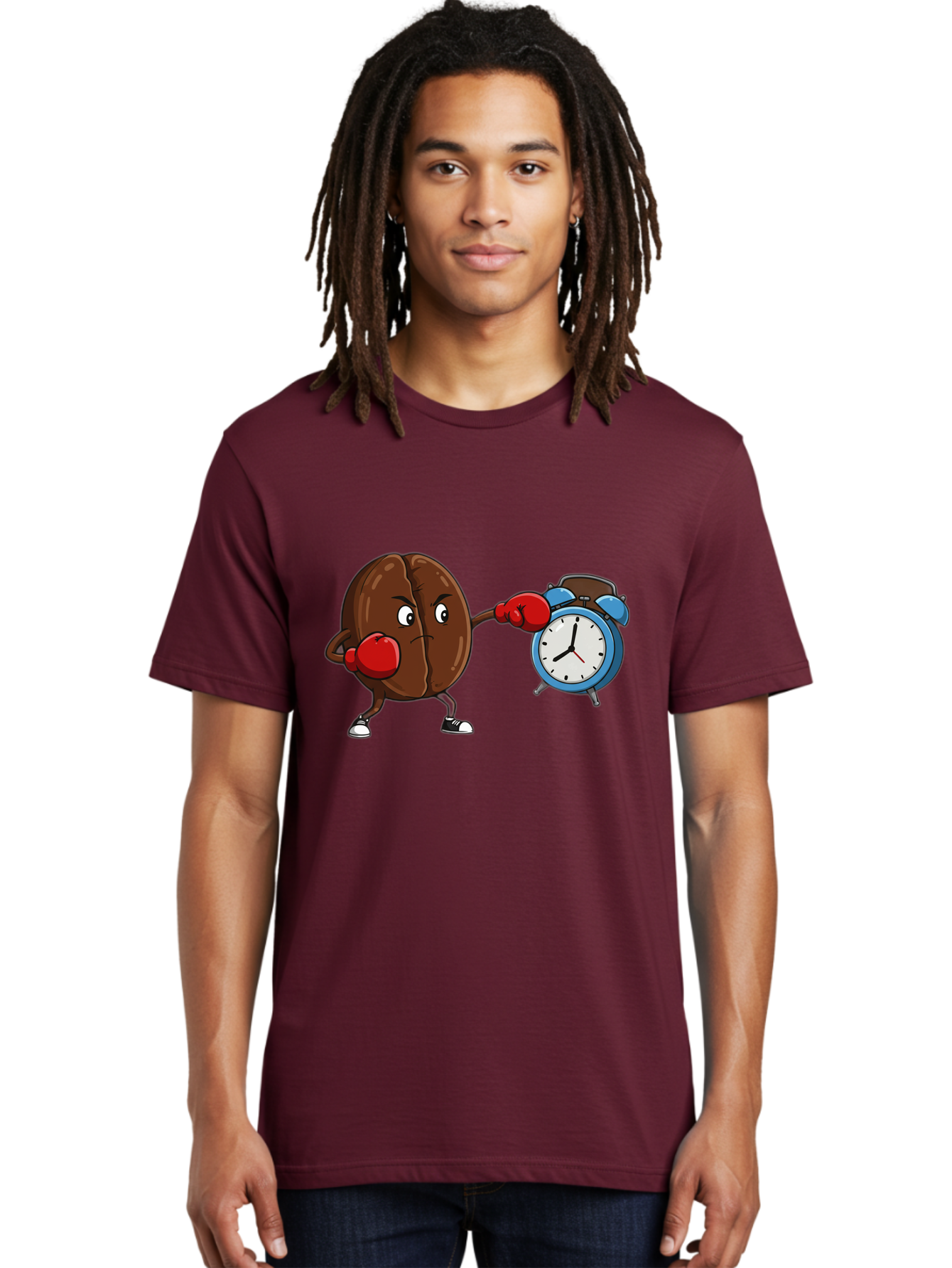Coffee-Bean-Boxing-Alarm-Clock Men'S Graphic Tee, 100% Cotton, Comfortable Casual Summer Wear, Machine Washable, Vintage Camera, Old Camera, Antique Camera, Black Camera, Classic Photography, Photography Equipment, Nostalgic Device, Bam072