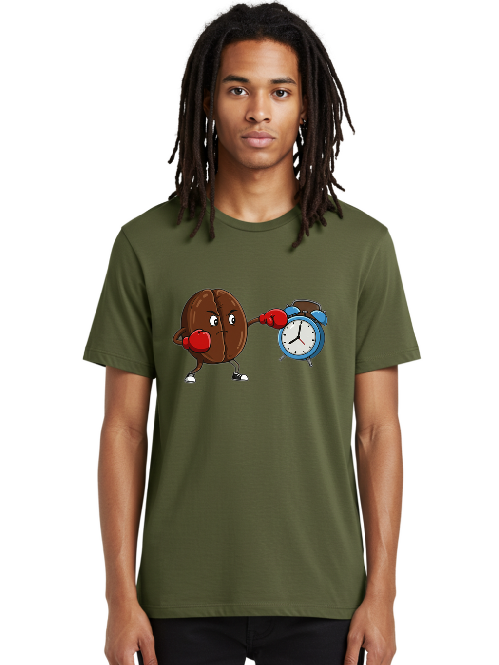 Coffee-Bean-Boxing-Alarm-Clock Men'S Graphic Tee, 100% Cotton, Comfortable Casual Summer Wear, Machine Washable, Vintage Camera, Old Camera, Antique Camera, Black Camera, Classic Photography, Photography Equipment, Nostalgic Device, Bam072