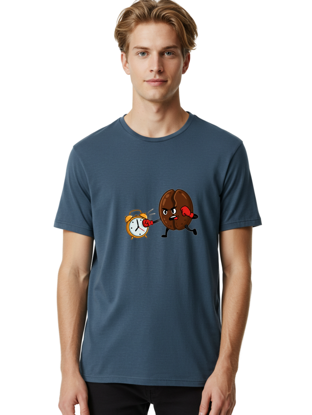 Coffee-Bean-Punching-Alarm-Clock Men'S Graphic Tee, 100% Cotton, Comfortable Casual Summer Wear, Machine Washable, Vintage Camera, Old Camera, Antique Camera, Black Camera, Classic Photography, Photography Equipment, Nostalgic Device, Bam073