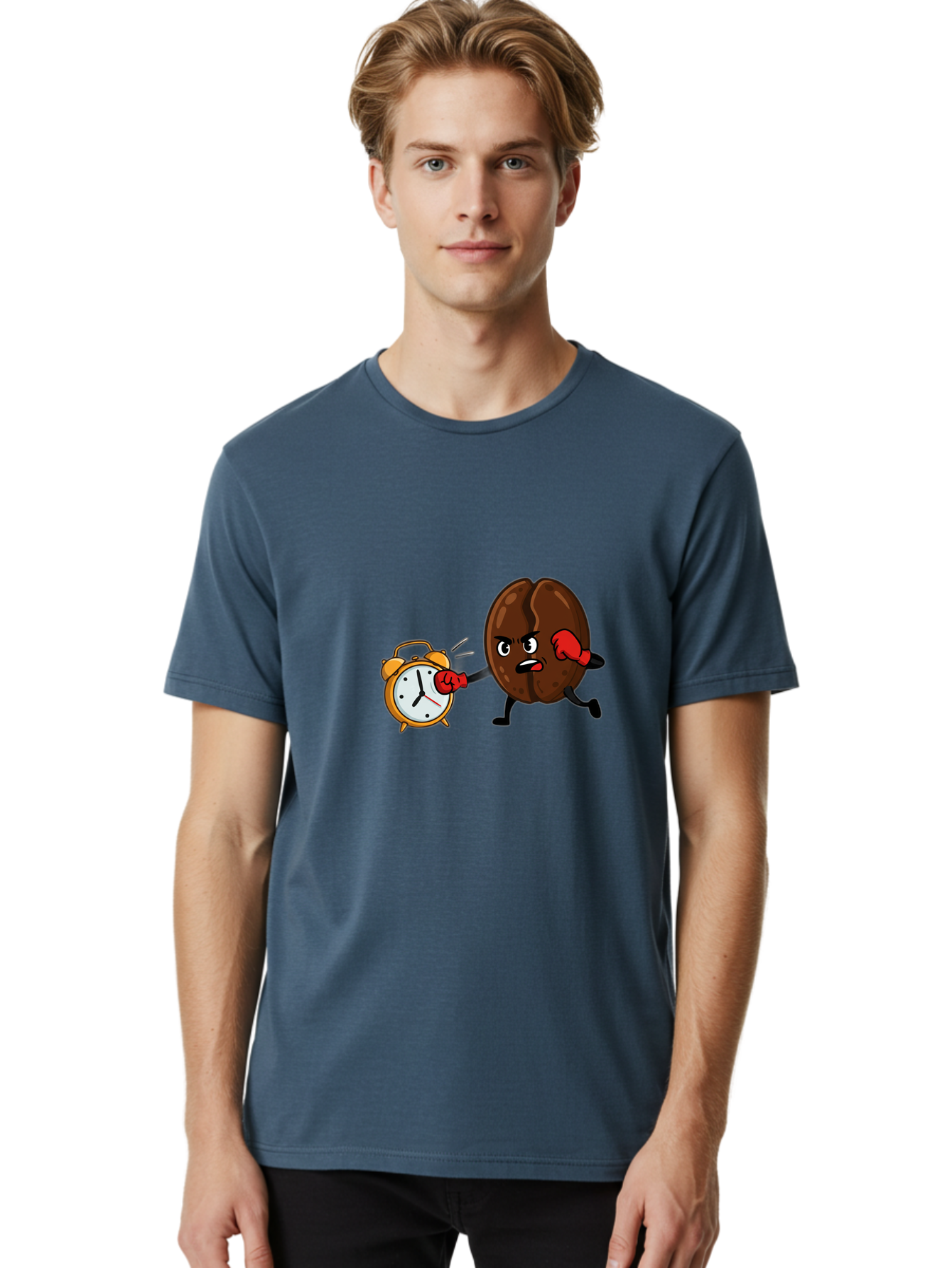Coffee-Bean-Punching-Alarm-Clock Men'S Graphic Tee, 100% Cotton, Comfortable Casual Summer Wear, Machine Washable, Vintage Camera, Old Camera, Antique Camera, Black Camera, Classic Photography, Photography Equipment, Nostalgic Device, Bam073