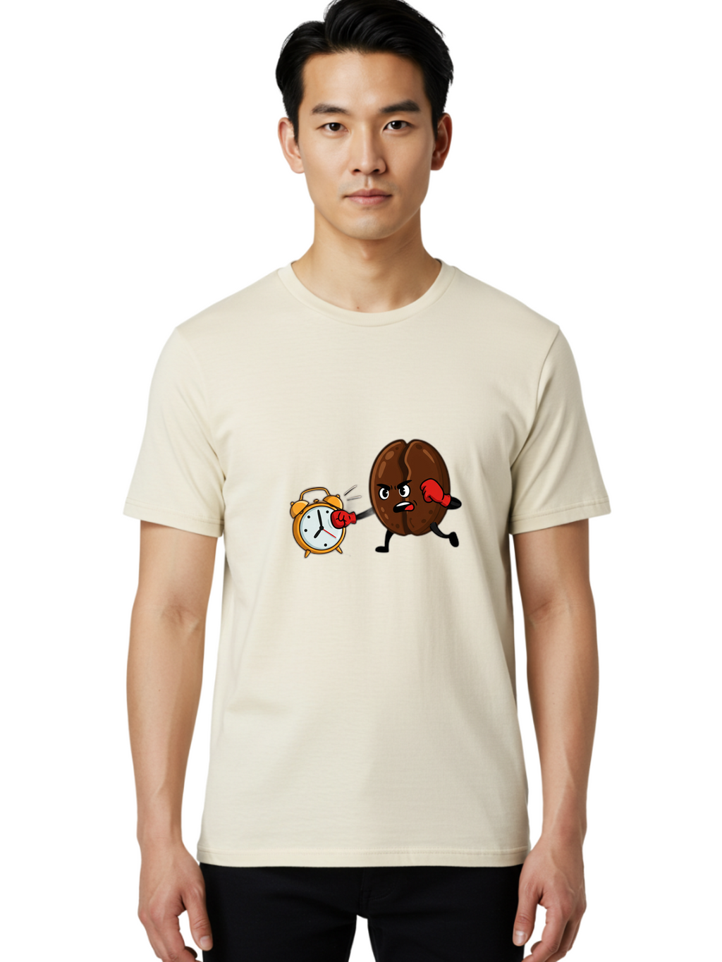 Coffee-Bean-Punching-Alarm-Clock Men'S Graphic Tee, 100% Cotton, Comfortable Casual Summer Wear, Machine Washable, Vintage Camera, Old Camera, Antique Camera, Black Camera, Classic Photography, Photography Equipment, Nostalgic Device, Bam073