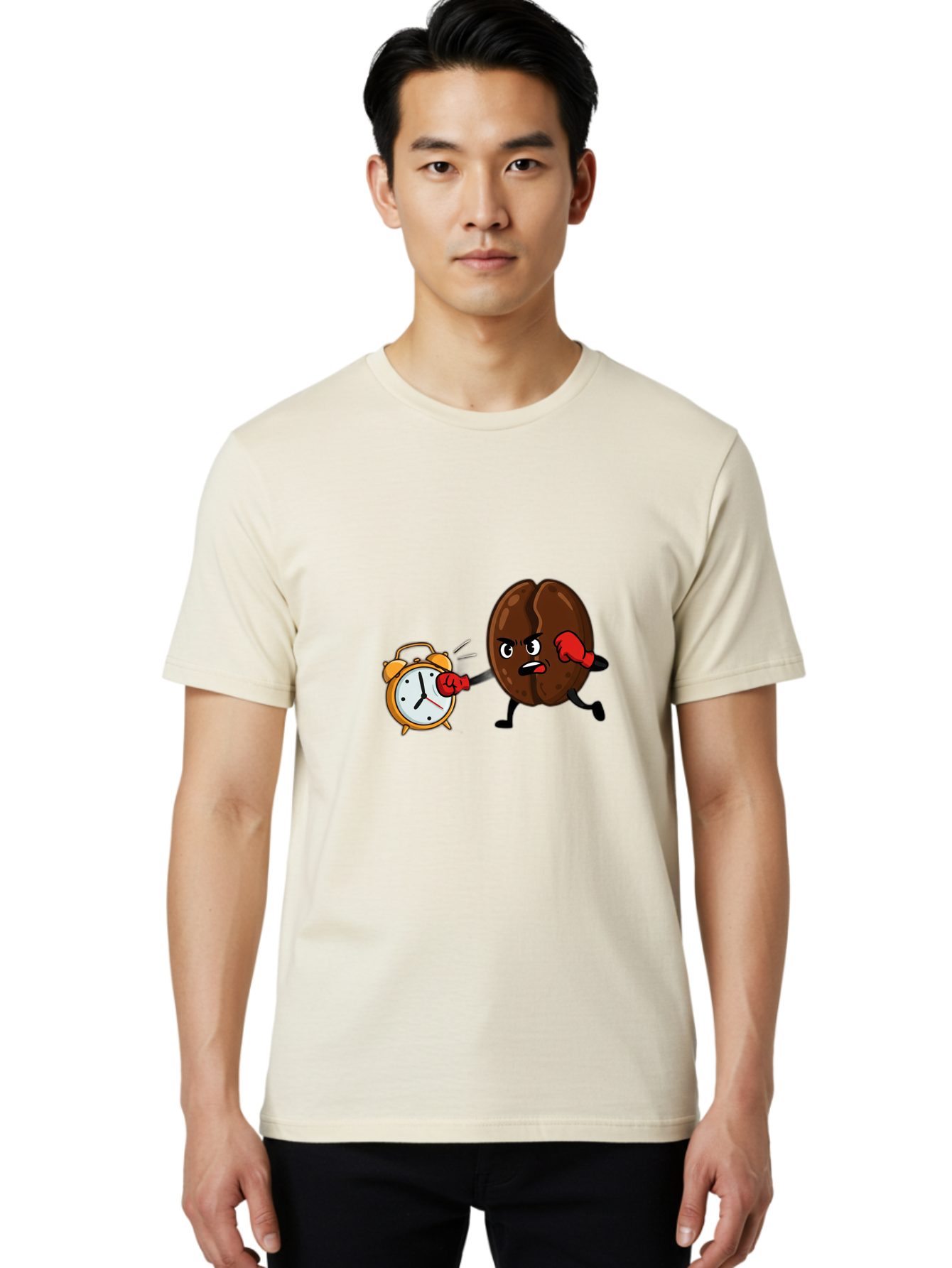 Coffee-Bean-Punching-Alarm-Clock Men'S Graphic Tee, 100% Cotton, Comfortable Casual Summer Wear, Machine Washable, Vintage Camera, Old Camera, Antique Camera, Black Camera, Classic Photography, Photography Equipment, Nostalgic Device, Bam073