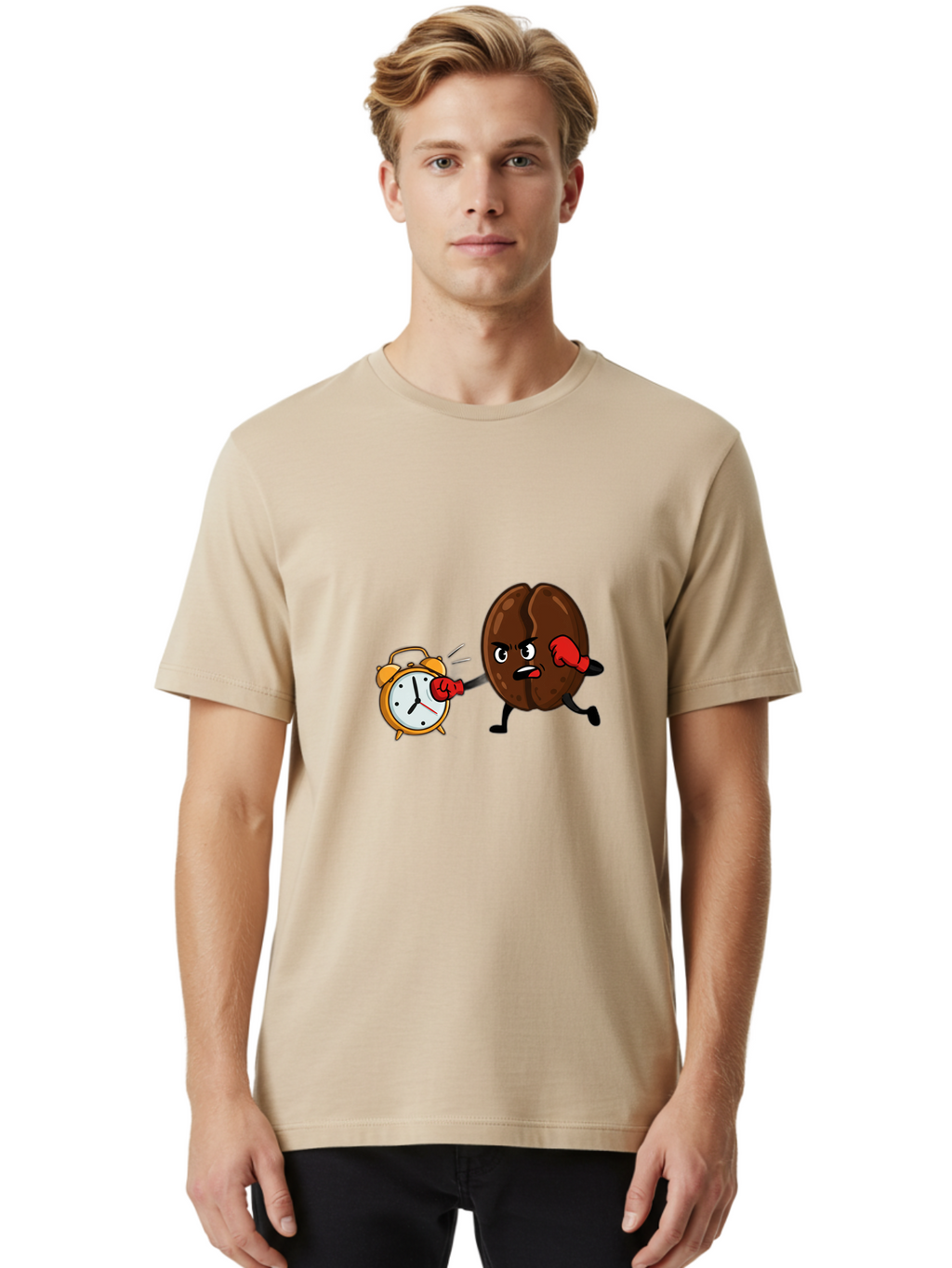 Coffee-Bean-Punching-Alarm-Clock Men'S Graphic Tee, 100% Cotton, Comfortable Casual Summer Wear, Machine Washable, Vintage Camera, Old Camera, Antique Camera, Black Camera, Classic Photography, Photography Equipment, Nostalgic Device, Bam073