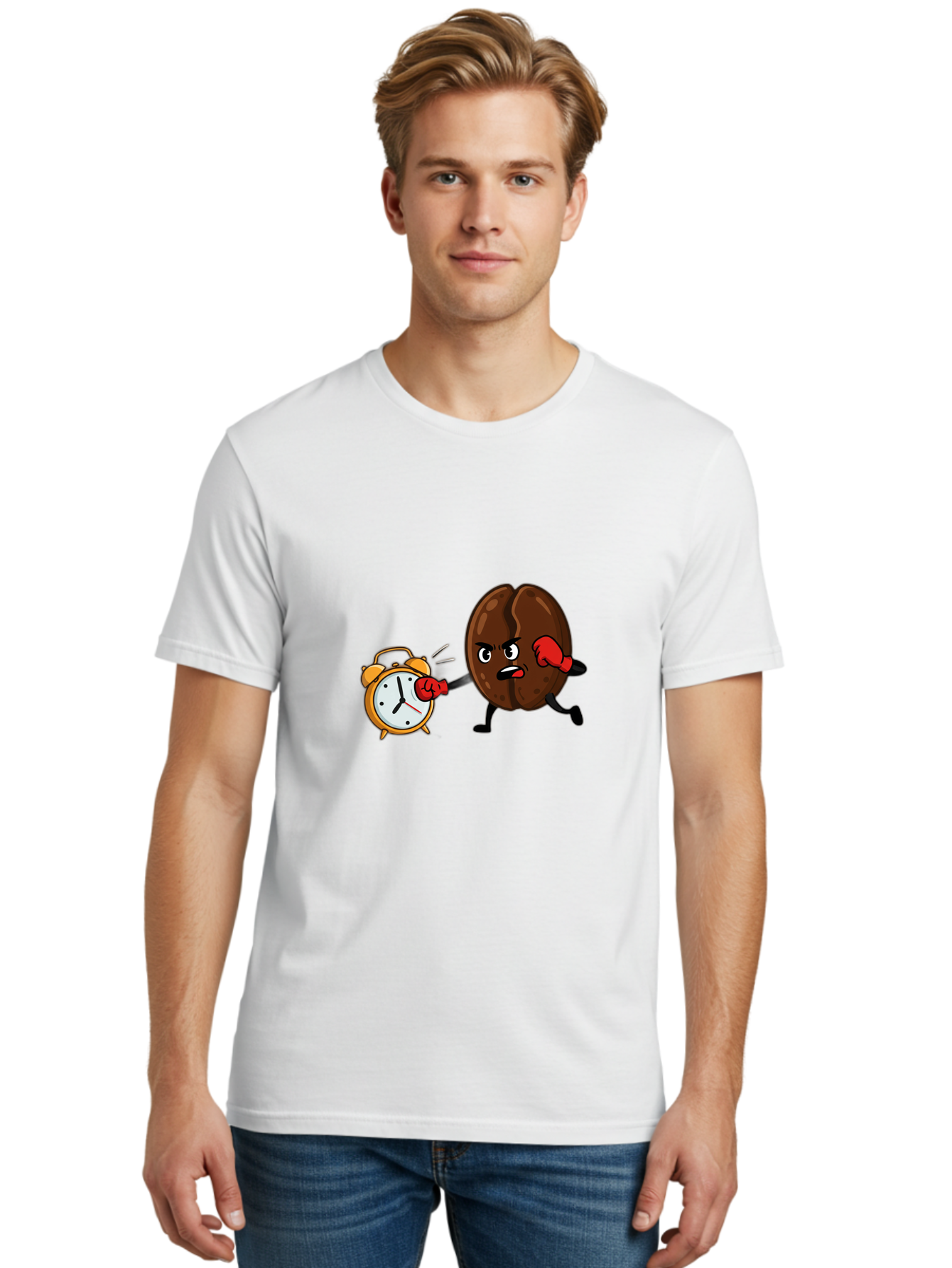 Coffee-Bean-Punching-Alarm-Clock Men'S Graphic Tee, 100% Cotton, Comfortable Casual Summer Wear, Machine Washable, Vintage Camera, Old Camera, Antique Camera, Black Camera, Classic Photography, Photography Equipment, Nostalgic Device, Bam073