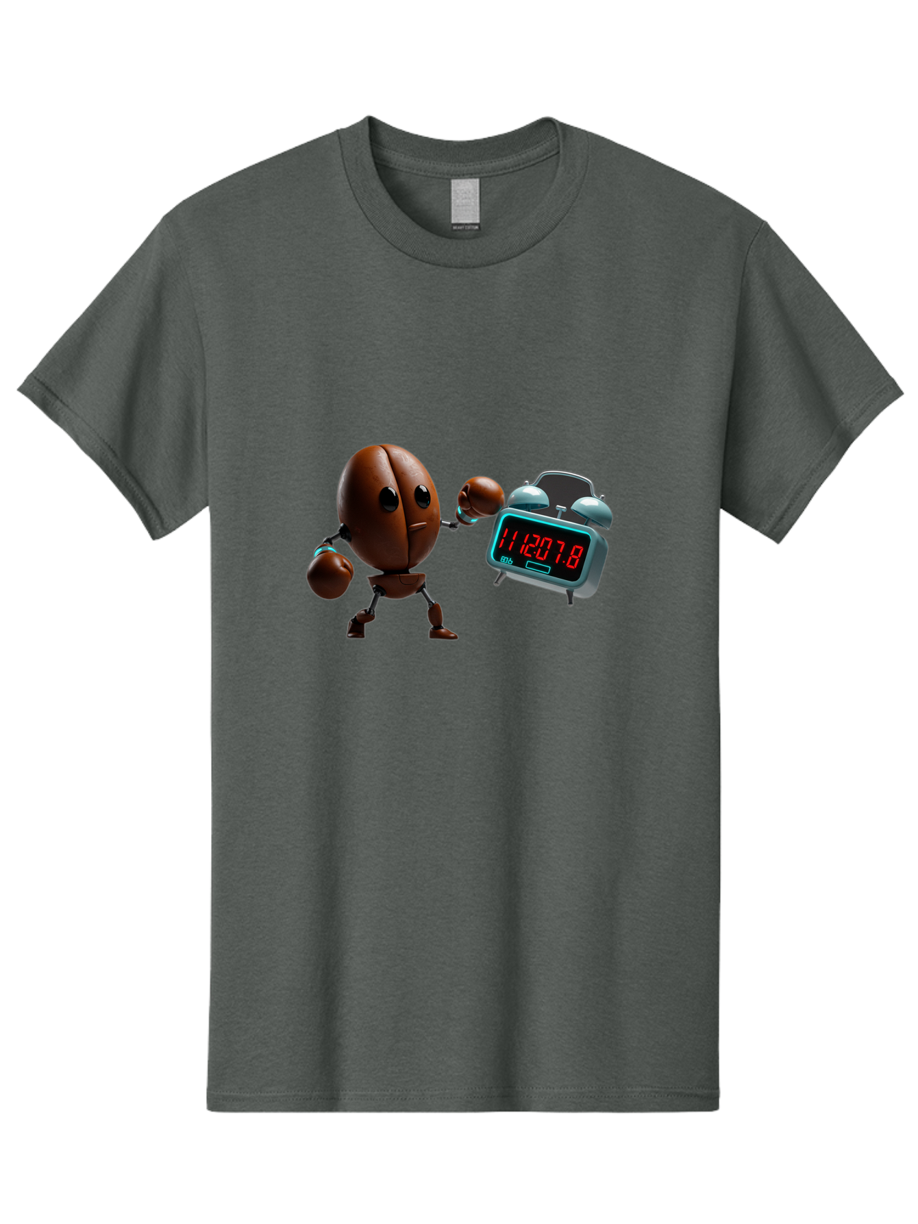 Coffee-Bean-Robot-Punching-Alarm-Clock Men'S Graphic Tee, 100% Cotton, Comfortable Casual Summer Wear, Machine Washable, Vintage Camera, Old Camera, Antique Camera, Black Camera, Classic Photography, Photography Equipment, Nostalgic Device, Bam074