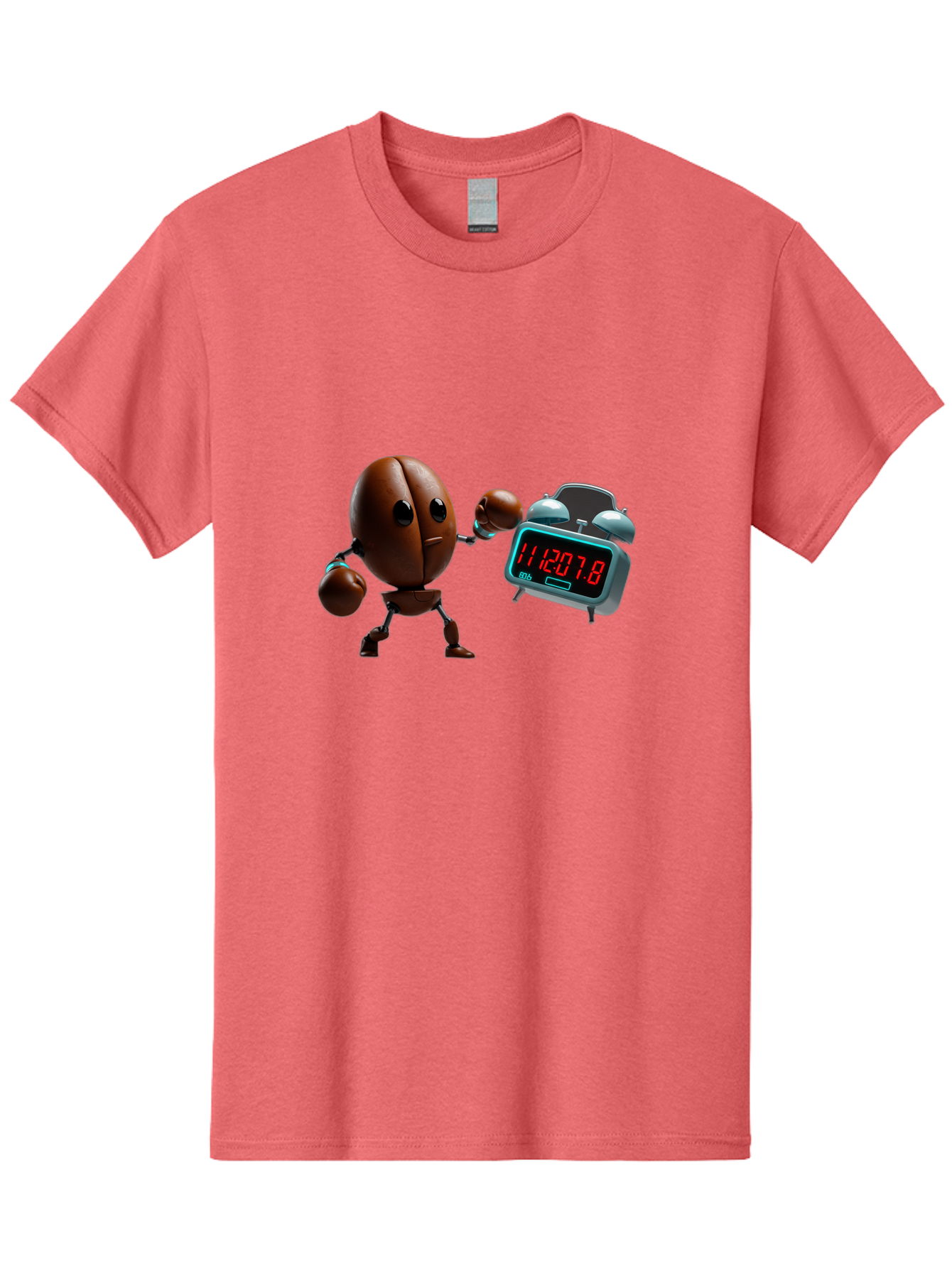 Coffee-Bean-Robot-Punching-Alarm-Clock Men'S Graphic Tee, 100% Cotton, Comfortable Casual Summer Wear, Machine Washable, Vintage Camera, Old Camera, Antique Camera, Black Camera, Classic Photography, Photography Equipment, Nostalgic Device, Bam074