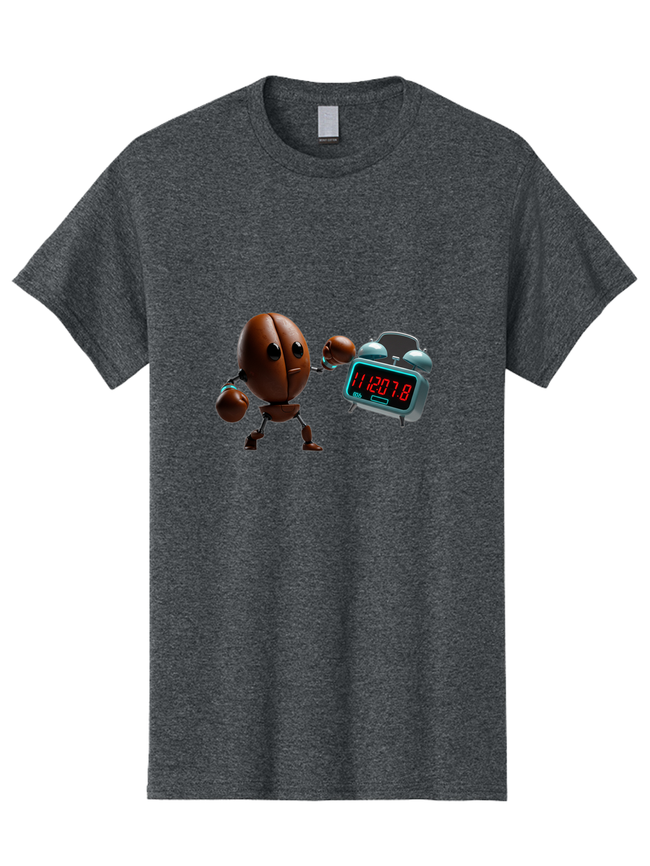 Coffee-Bean-Robot-Punching-Alarm-Clock Men'S Graphic Tee, 100% Cotton, Comfortable Casual Summer Wear, Machine Washable, Vintage Camera, Old Camera, Antique Camera, Black Camera, Classic Photography, Photography Equipment, Nostalgic Device, Bam074