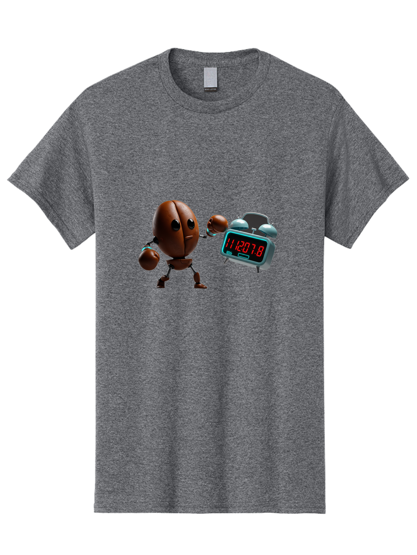 Coffee-Bean-Robot-Punching-Alarm-Clock Men'S Graphic Tee, 100% Cotton, Comfortable Casual Summer Wear, Machine Washable, Vintage Camera, Old Camera, Antique Camera, Black Camera, Classic Photography, Photography Equipment, Nostalgic Device, Bam074