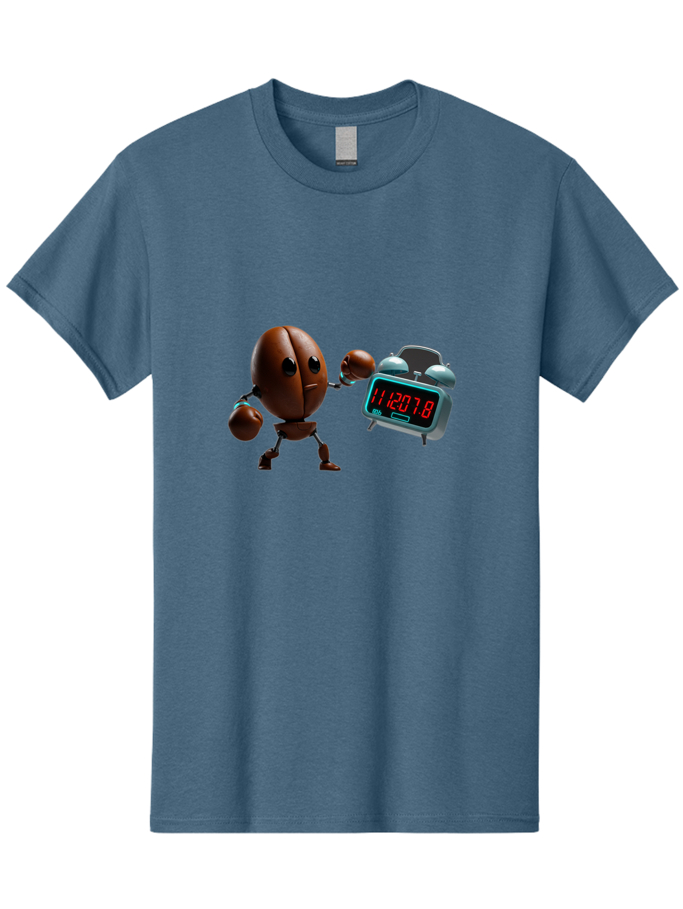 Coffee-Bean-Robot-Punching-Alarm-Clock Men'S Graphic Tee, 100% Cotton, Comfortable Casual Summer Wear, Machine Washable, Vintage Camera, Old Camera, Antique Camera, Black Camera, Classic Photography, Photography Equipment, Nostalgic Device, Bam074
