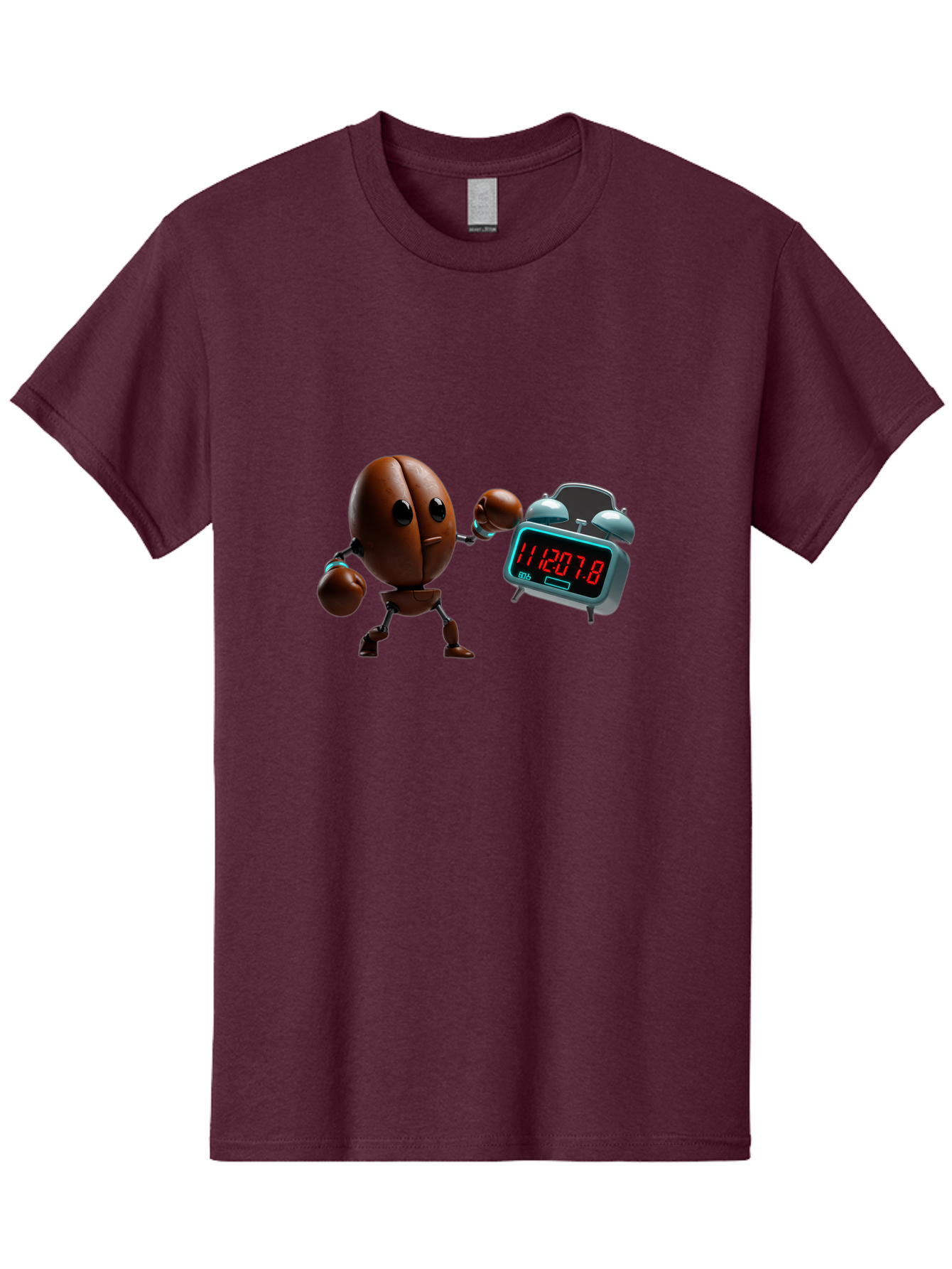 Coffee-Bean-Robot-Punching-Alarm-Clock Men'S Graphic Tee, 100% Cotton, Comfortable Casual Summer Wear, Machine Washable, Vintage Camera, Old Camera, Antique Camera, Black Camera, Classic Photography, Photography Equipment, Nostalgic Device, Bam074