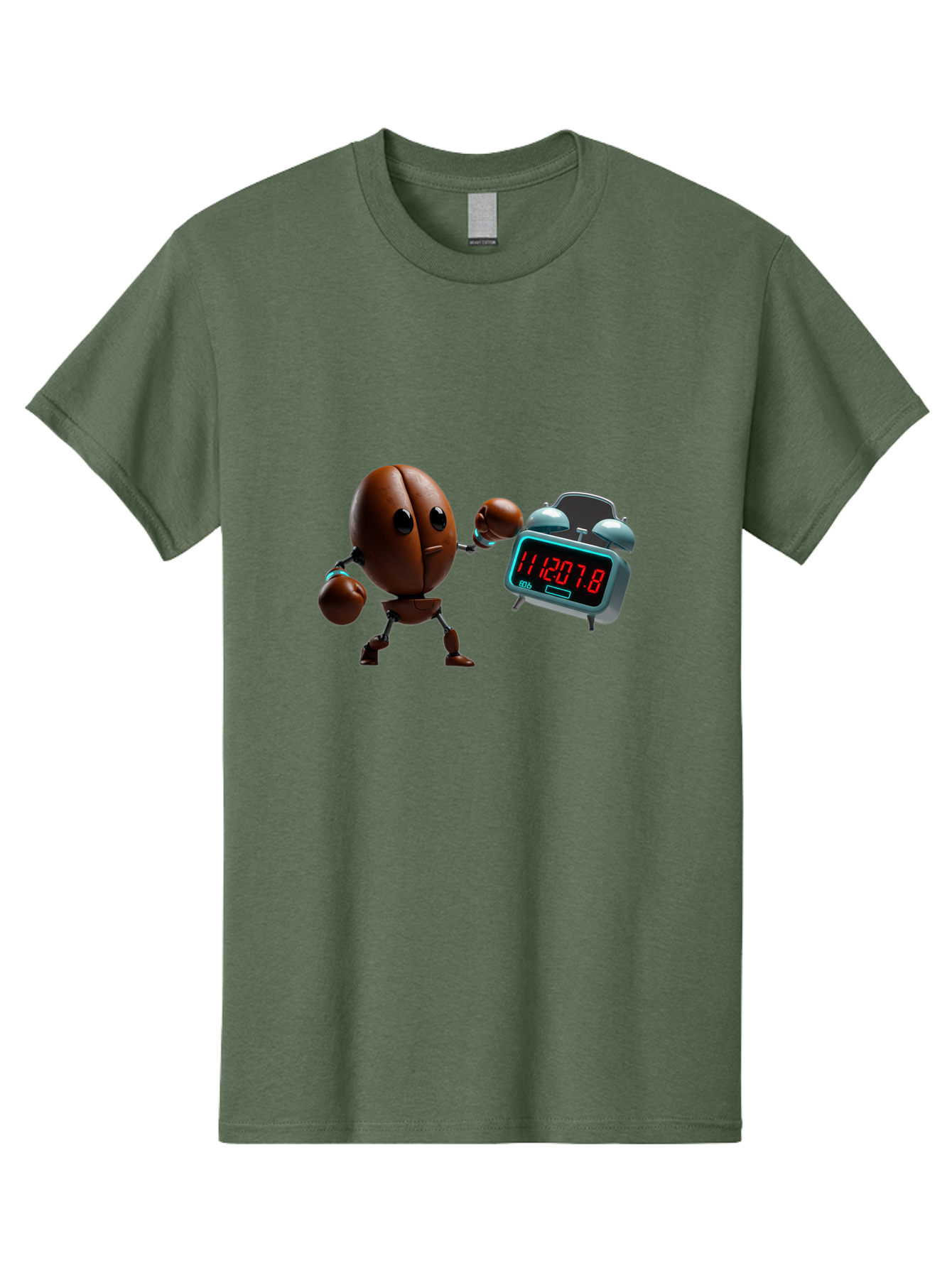 Coffee-Bean-Robot-Punching-Alarm-Clock Men'S Graphic Tee, 100% Cotton, Comfortable Casual Summer Wear, Machine Washable, Vintage Camera, Old Camera, Antique Camera, Black Camera, Classic Photography, Photography Equipment, Nostalgic Device, Bam074