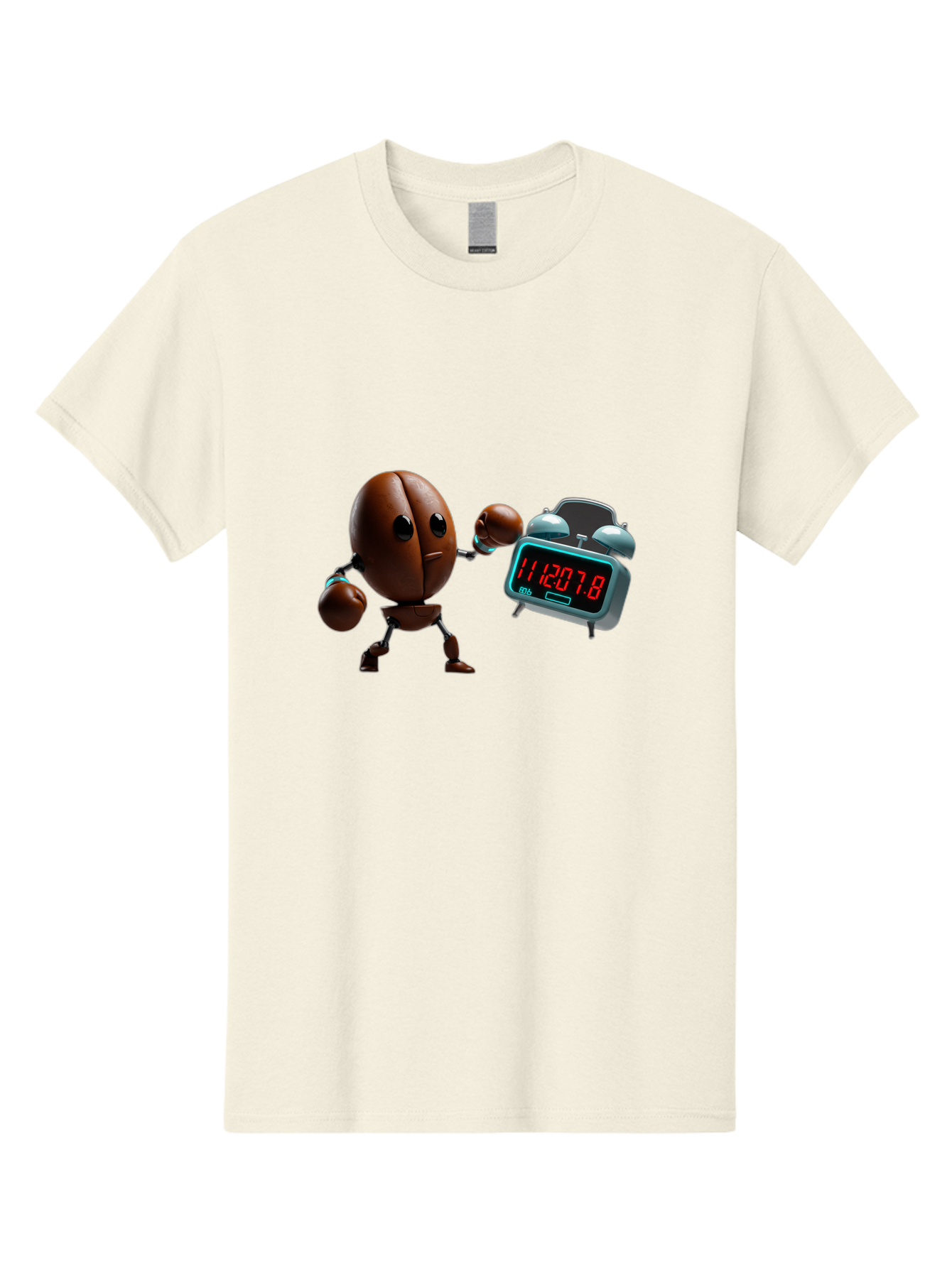 Coffee-Bean-Robot-Punching-Alarm-Clock Men'S Graphic Tee, 100% Cotton, Comfortable Casual Summer Wear, Machine Washable, Vintage Camera, Old Camera, Antique Camera, Black Camera, Classic Photography, Photography Equipment, Nostalgic Device, Bam074