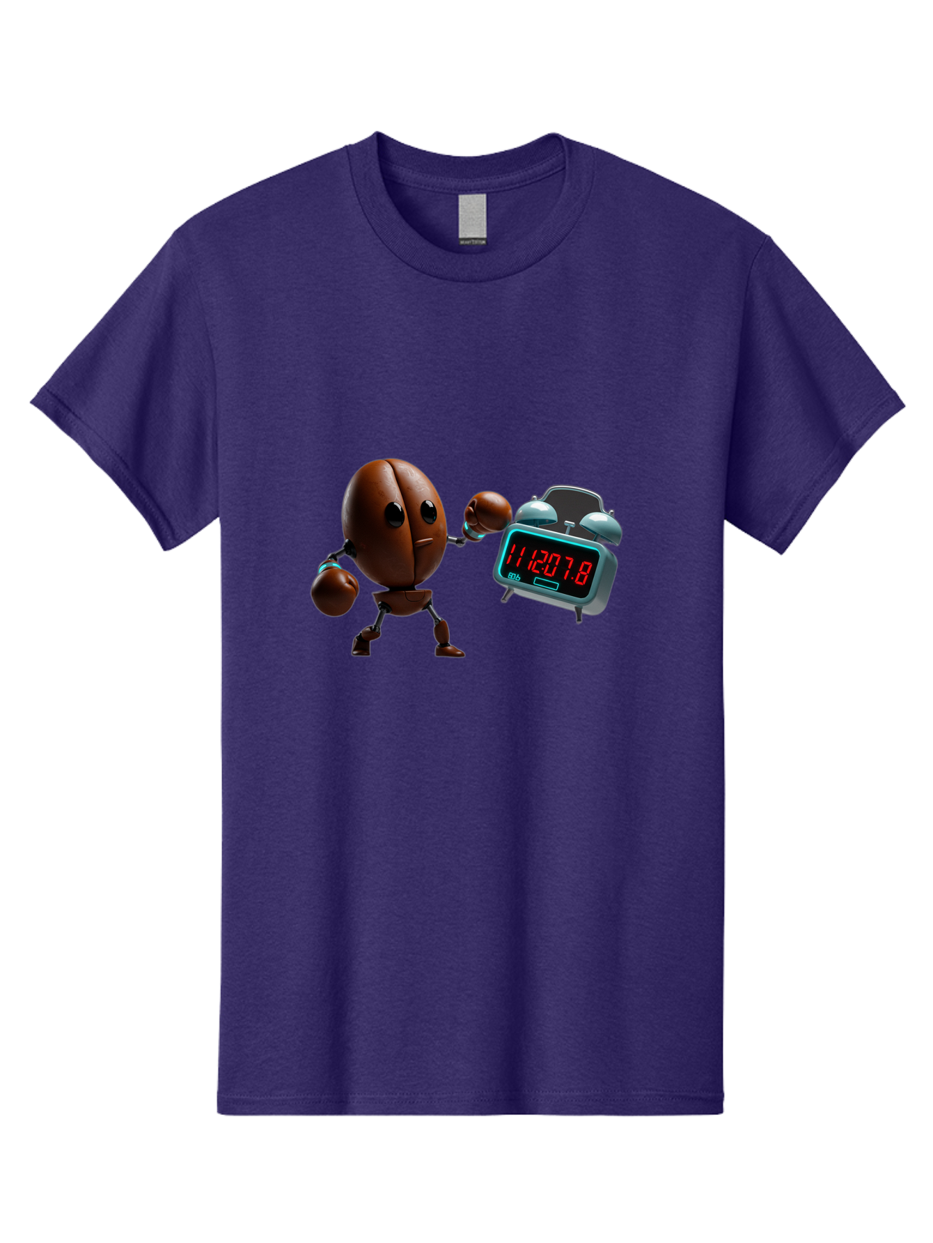 Coffee-Bean-Robot-Punching-Alarm-Clock Men'S Graphic Tee, 100% Cotton, Comfortable Casual Summer Wear, Machine Washable, Vintage Camera, Old Camera, Antique Camera, Black Camera, Classic Photography, Photography Equipment, Nostalgic Device, Bam074