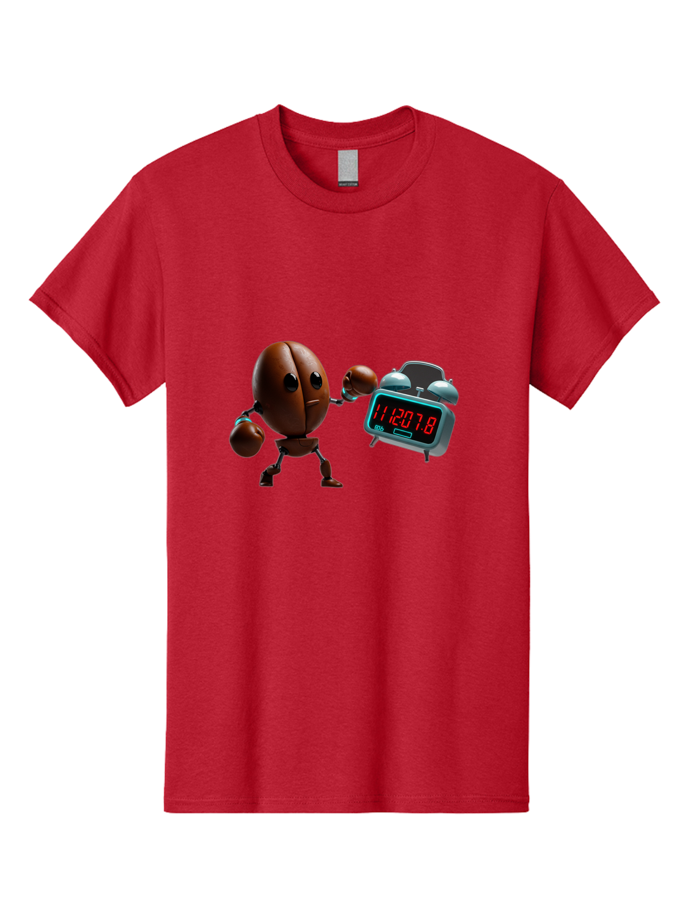 Coffee-Bean-Robot-Punching-Alarm-Clock Men'S Graphic Tee, 100% Cotton, Comfortable Casual Summer Wear, Machine Washable, Vintage Camera, Old Camera, Antique Camera, Black Camera, Classic Photography, Photography Equipment, Nostalgic Device, Bam074