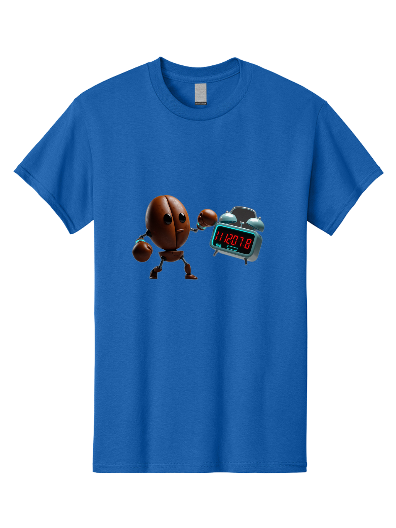 Coffee-Bean-Robot-Punching-Alarm-Clock Men'S Graphic Tee, 100% Cotton, Comfortable Casual Summer Wear, Machine Washable, Vintage Camera, Old Camera, Antique Camera, Black Camera, Classic Photography, Photography Equipment, Nostalgic Device, Bam074