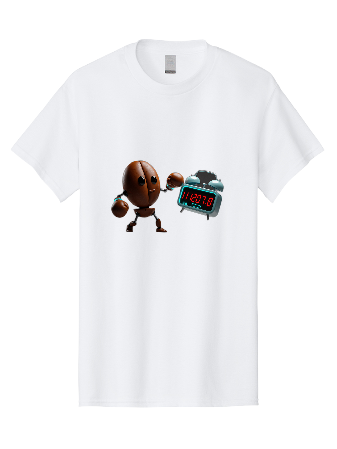 Coffee-Bean-Robot-Punching-Alarm-Clock Men'S Graphic Tee, 100% Cotton, Comfortable Casual Summer Wear, Machine Washable, Vintage Camera, Old Camera, Antique Camera, Black Camera, Classic Photography, Photography Equipment, Nostalgic Device, Bam074