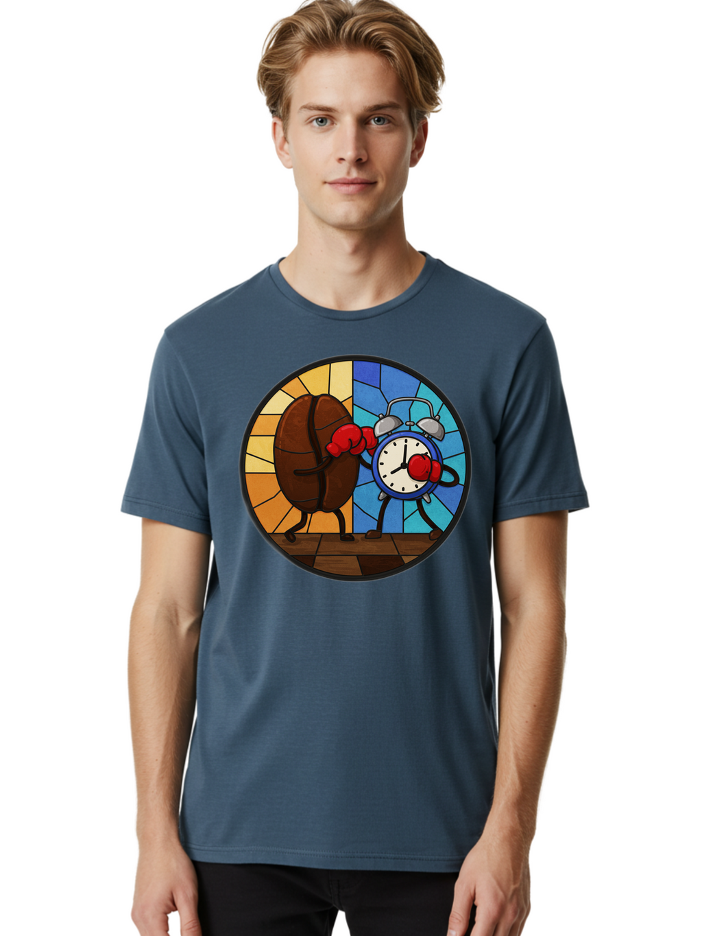 Coffee-Bean-Vs-Alarm-Clock-1 Men'S Graphic Tee, 100% Cotton, Comfortable Casual Summer Wear, Machine Washable, Vintage Camera, Old Camera, Antique Camera, Black Camera, Classic Photography, Photography Equipment, Nostalgic Device, Film Camera, Bam075