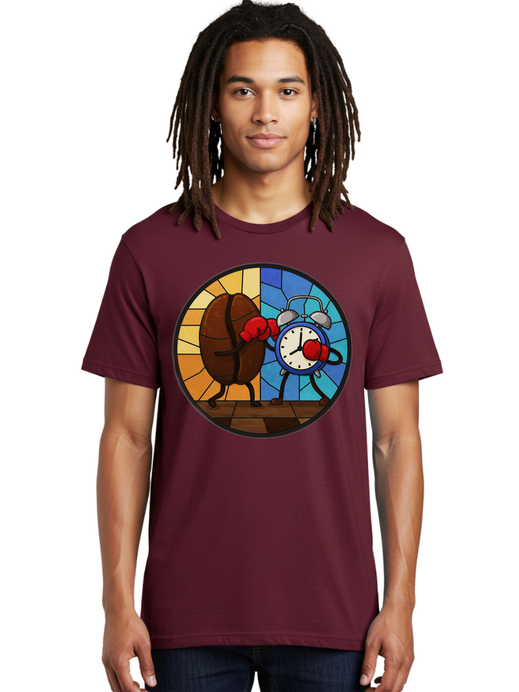Coffee-Bean-Vs-Alarm-Clock-1 Men'S Graphic Tee, 100% Cotton, Comfortable Casual Summer Wear, Machine Washable, Vintage Camera, Old Camera, Antique Camera, Black Camera, Classic Photography, Photography Equipment, Nostalgic Device, Film Camera, Bam075
