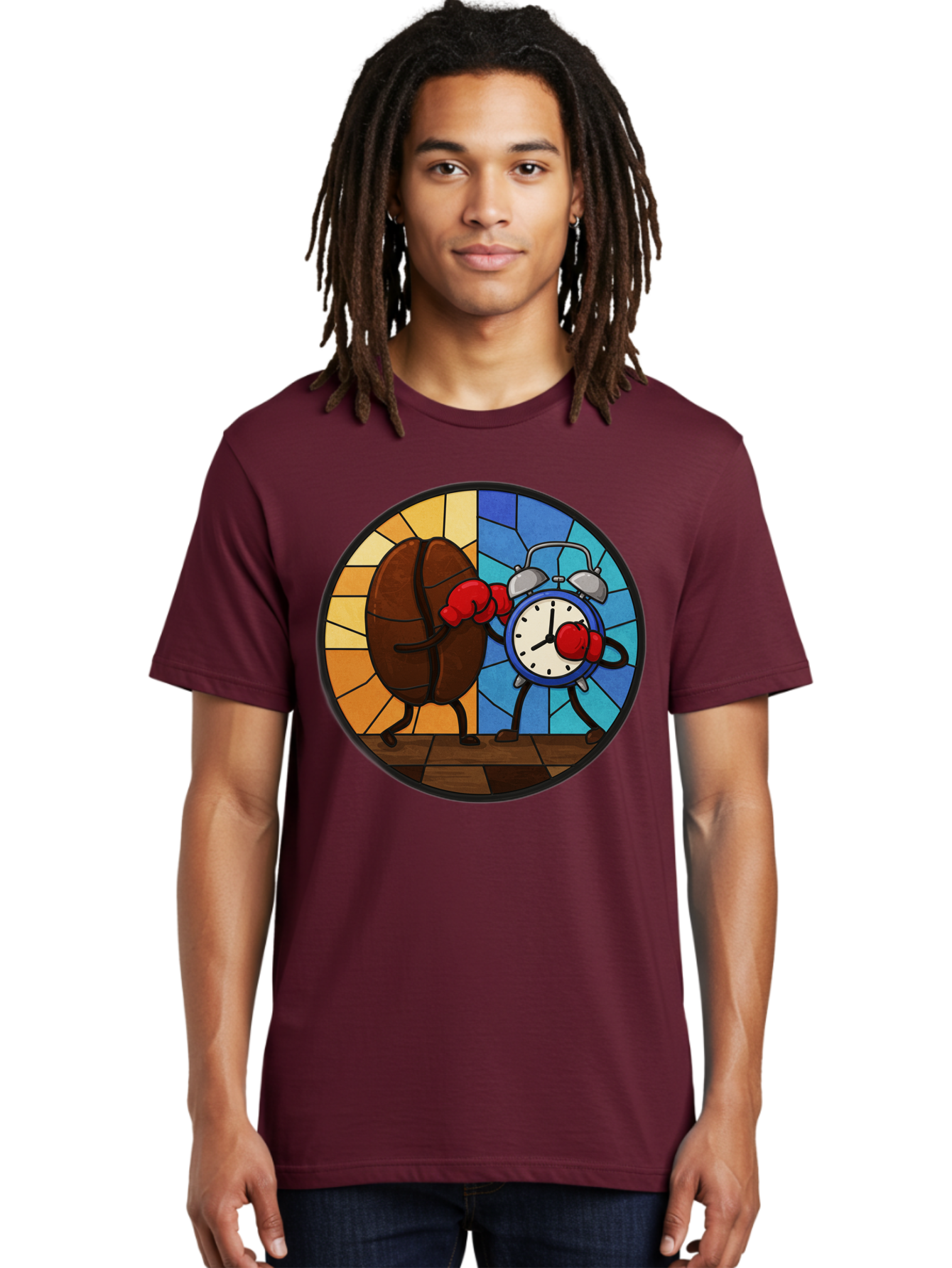 Coffee-Bean-Vs-Alarm-Clock-1 Men'S Graphic Tee, 100% Cotton, Comfortable Casual Summer Wear, Machine Washable, Vintage Camera, Old Camera, Antique Camera, Black Camera, Classic Photography, Photography Equipment, Nostalgic Device, Film Camera, Bam075