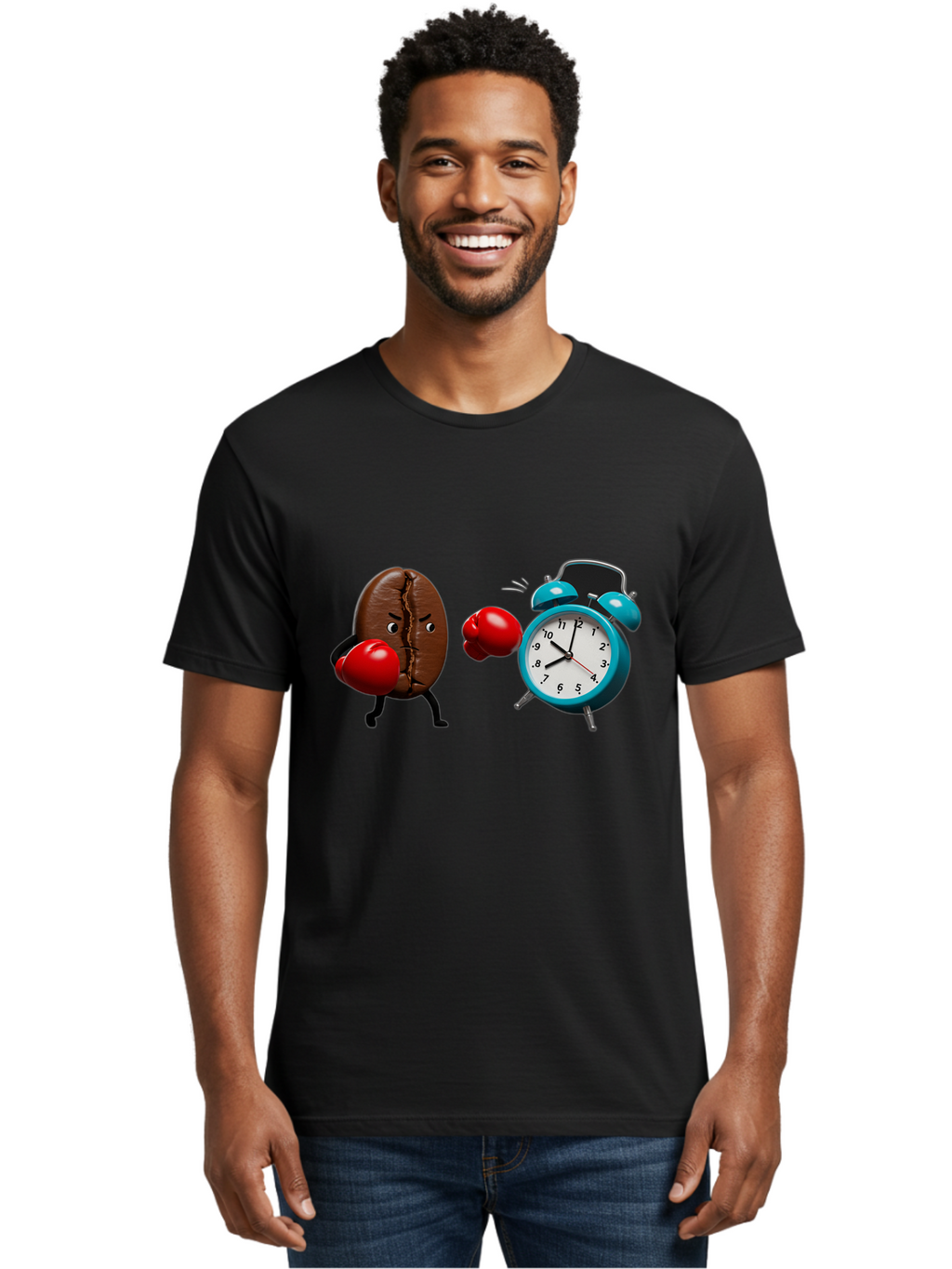 Coffee-Bean-Vs-Alarm-Clock Men'S Graphic Tee, 100% Cotton, Comfortable Casual Summer Wear, Machine Washable, Vintage Camera, Old Camera, Antique Camera, Black Camera, Classic Photography, Photography Equipment, Nostalgic Device, Film Camera, Bam077