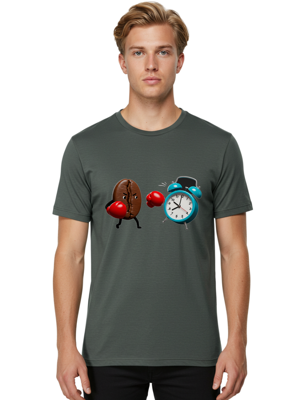 Coffee-Bean-Vs-Alarm-Clock Men'S Graphic Tee, 100% Cotton, Comfortable Casual Summer Wear, Machine Washable, Vintage Camera, Old Camera, Antique Camera, Black Camera, Classic Photography, Photography Equipment, Nostalgic Device, Film Camera, Bam077