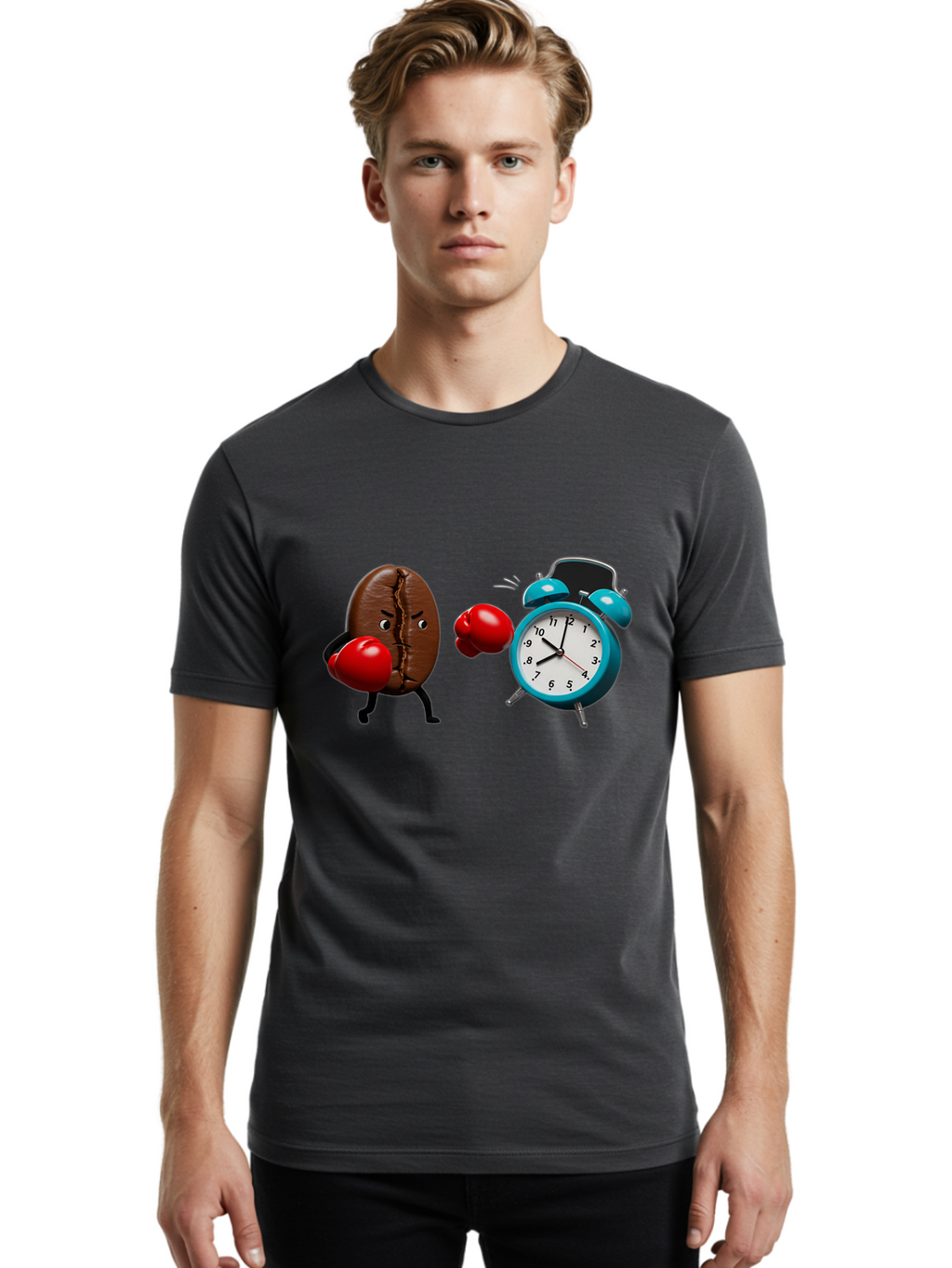 Coffee-Bean-Vs-Alarm-Clock Men'S Graphic Tee, 100% Cotton, Comfortable Casual Summer Wear, Machine Washable, Vintage Camera, Old Camera, Antique Camera, Black Camera, Classic Photography, Photography Equipment, Nostalgic Device, Film Camera, Bam077