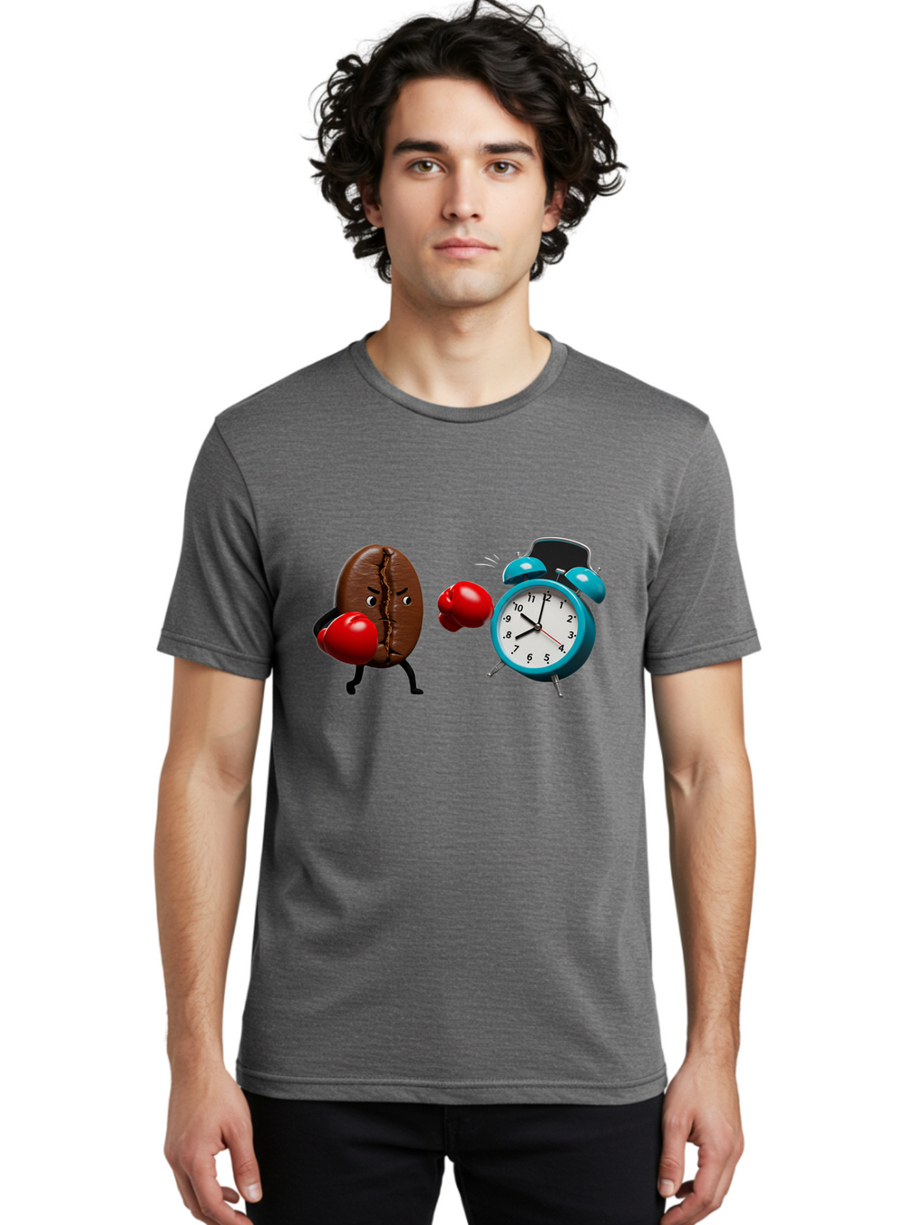 Coffee-Bean-Vs-Alarm-Clock Men'S Graphic Tee, 100% Cotton, Comfortable Casual Summer Wear, Machine Washable, Vintage Camera, Old Camera, Antique Camera, Black Camera, Classic Photography, Photography Equipment, Nostalgic Device, Film Camera, Bam077