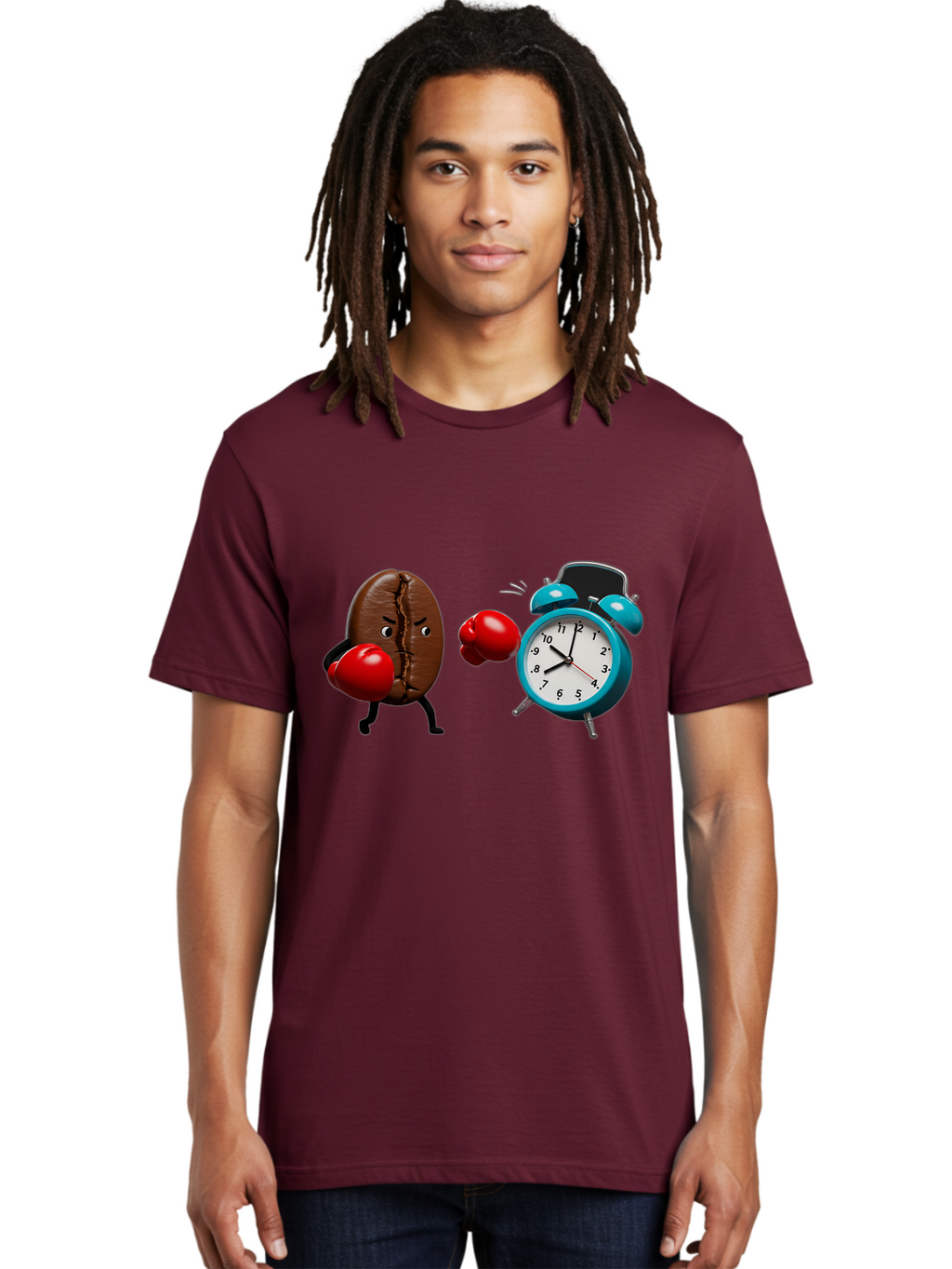 Coffee-Bean-Vs-Alarm-Clock Men'S Graphic Tee, 100% Cotton, Comfortable Casual Summer Wear, Machine Washable, Vintage Camera, Old Camera, Antique Camera, Black Camera, Classic Photography, Photography Equipment, Nostalgic Device, Film Camera, Bam077