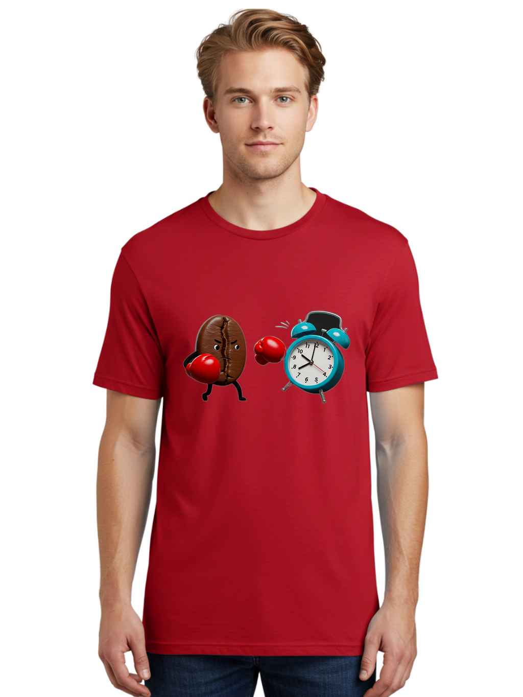 Coffee-Bean-Vs-Alarm-Clock Men'S Graphic Tee, 100% Cotton, Comfortable Casual Summer Wear, Machine Washable, Vintage Camera, Old Camera, Antique Camera, Black Camera, Classic Photography, Photography Equipment, Nostalgic Device, Film Camera, Bam077