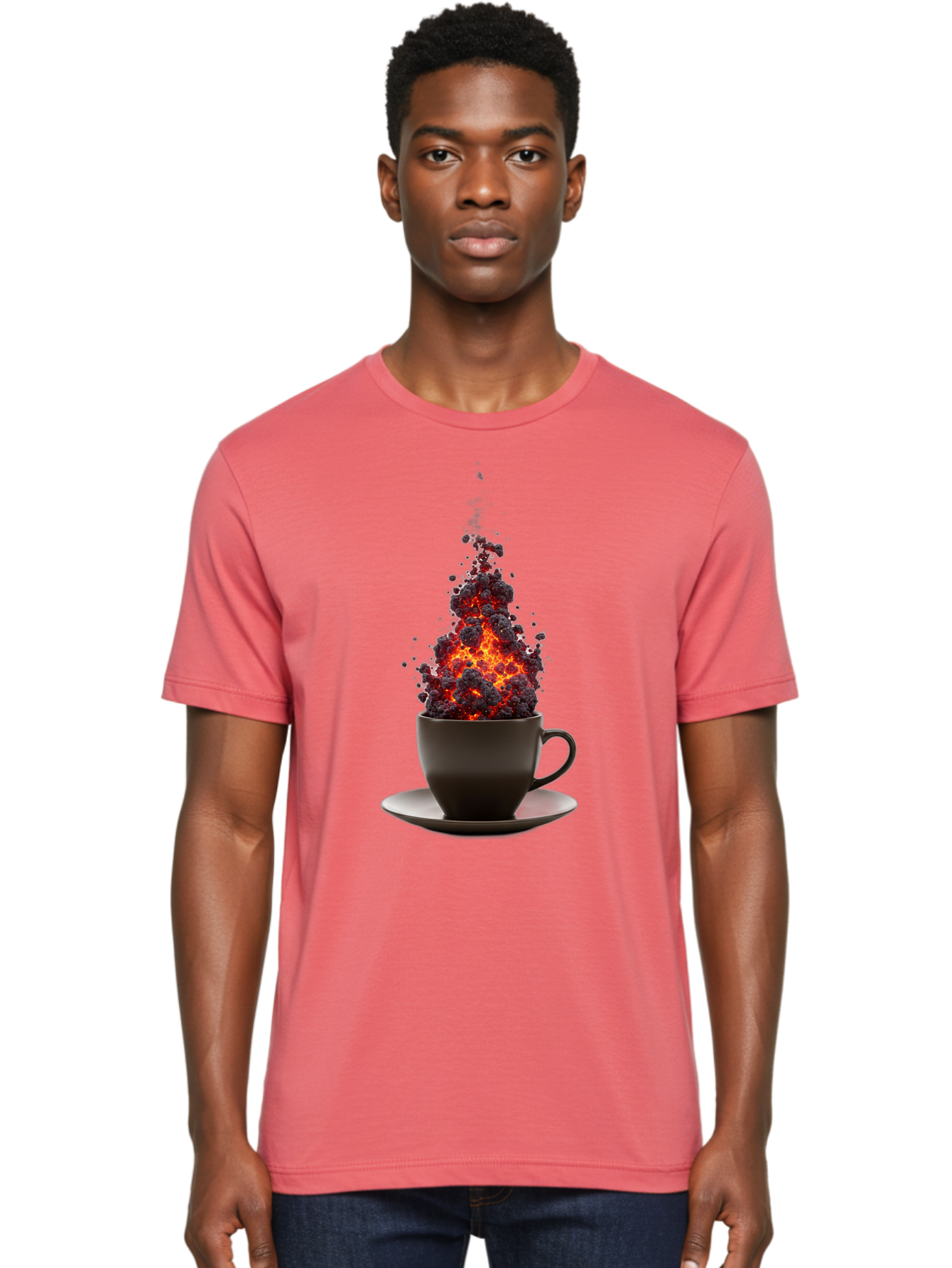 Coffee-Cup-Erupting Men'S Graphic Tee, 100% Cotton, Comfortable Casual Summer Wear, Machine Washable, Vintage Camera, Old Camera, Antique Camera, Black Camera, Classic Photography, Photography Equipment, Nostalgic Device, Film Camera, Bam081