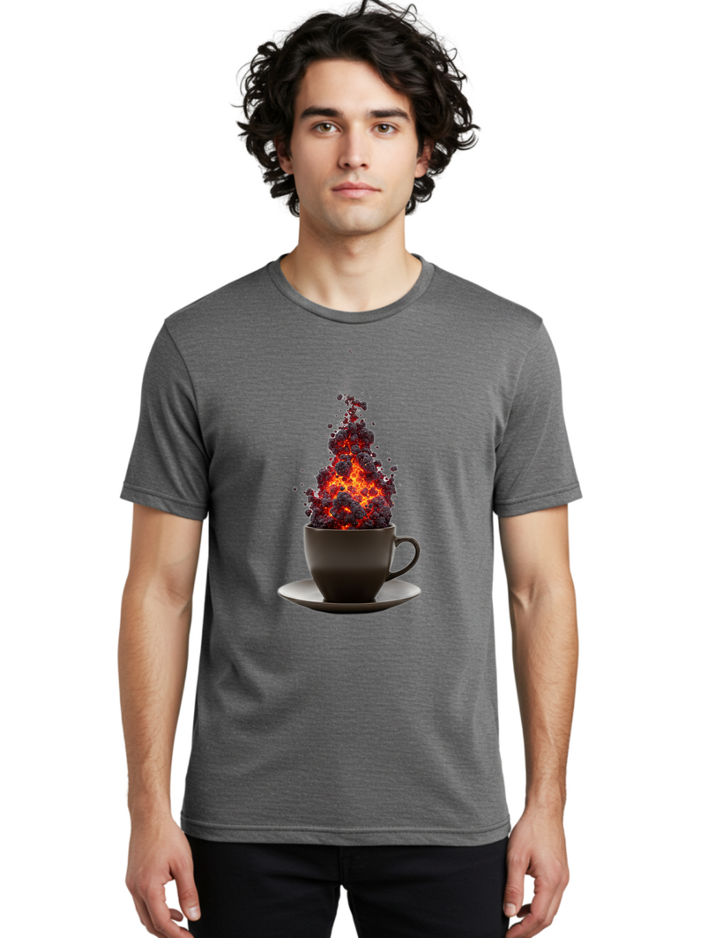 Coffee-Cup-Erupting Men'S Graphic Tee, 100% Cotton, Comfortable Casual Summer Wear, Machine Washable, Vintage Camera, Old Camera, Antique Camera, Black Camera, Classic Photography, Photography Equipment, Nostalgic Device, Film Camera, Bam081