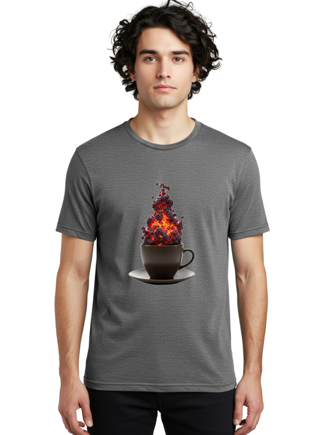 Coffee-Cup-Erupting Men'S Graphic Tee, 100% Cotton, Comfortable Casual Summer Wear, Machine Washable, Vintage Camera, Old Camera, Antique Camera, Black Camera, Classic Photography, Photography Equipment, Nostalgic Device, Film Camera, Bam081