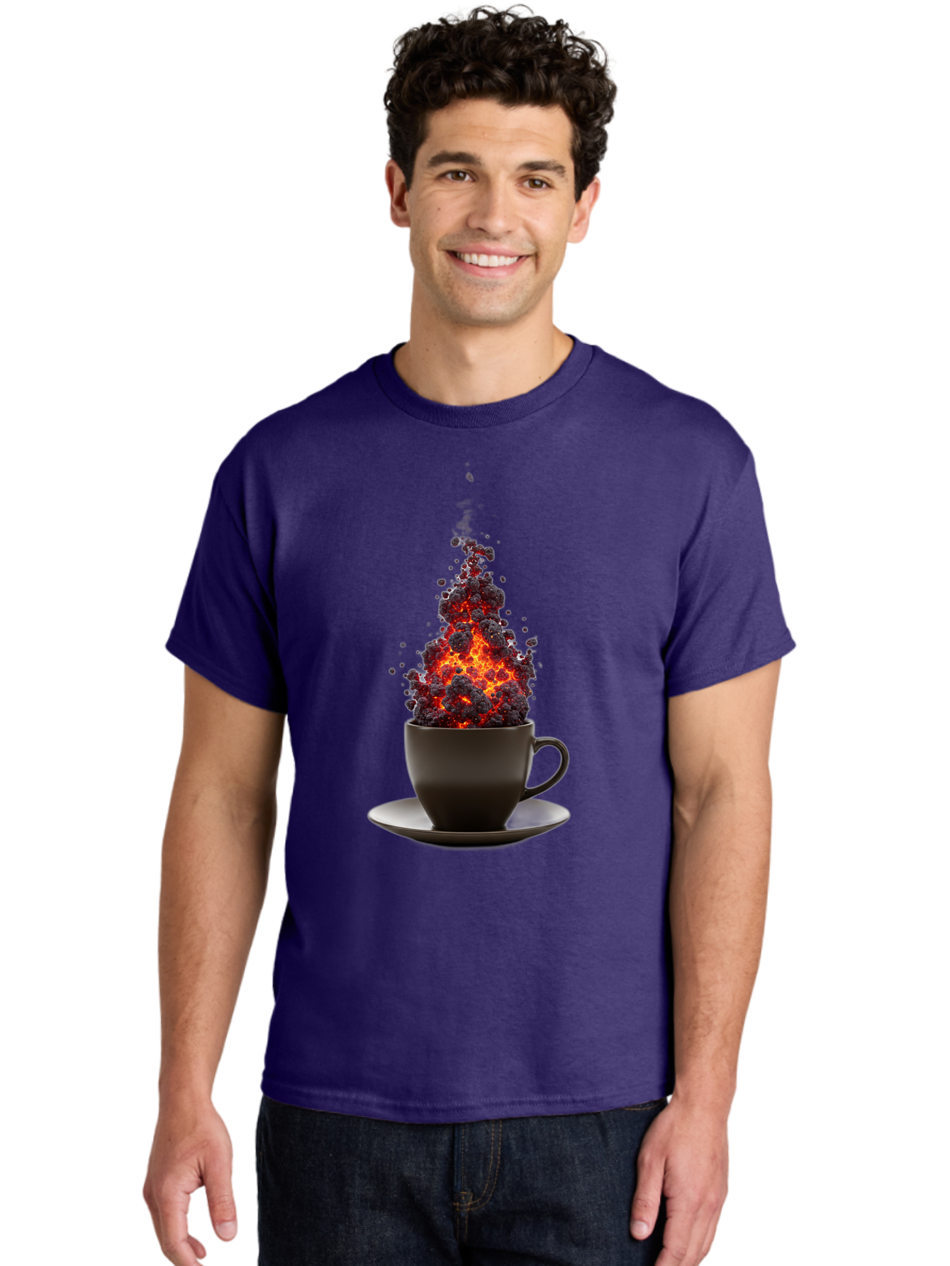 Coffee-Cup-Erupting Men'S Graphic Tee, 100% Cotton, Comfortable Casual Summer Wear, Machine Washable, Vintage Camera, Old Camera, Antique Camera, Black Camera, Classic Photography, Photography Equipment, Nostalgic Device, Film Camera, Bam081