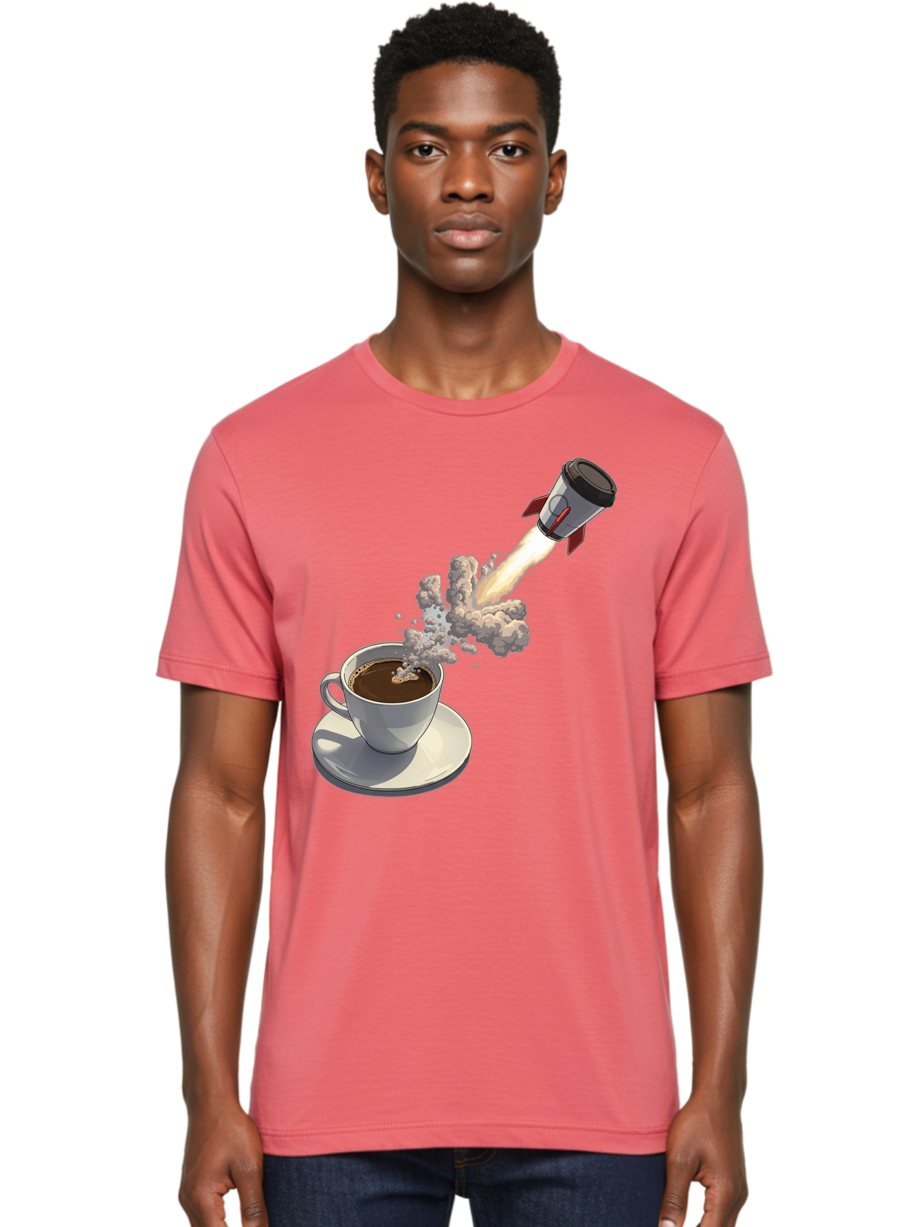 Coffee-Cup-Rocket Men'S Graphic Tee, 100% Cotton, Comfortable Casual Summer Wear, Machine Washable, Vintage Camera, Old Camera, Antique Camera, Black Camera, Classic Photography, Photography Equipment, Nostalgic Device, Film Camera, Camera Art Bam082